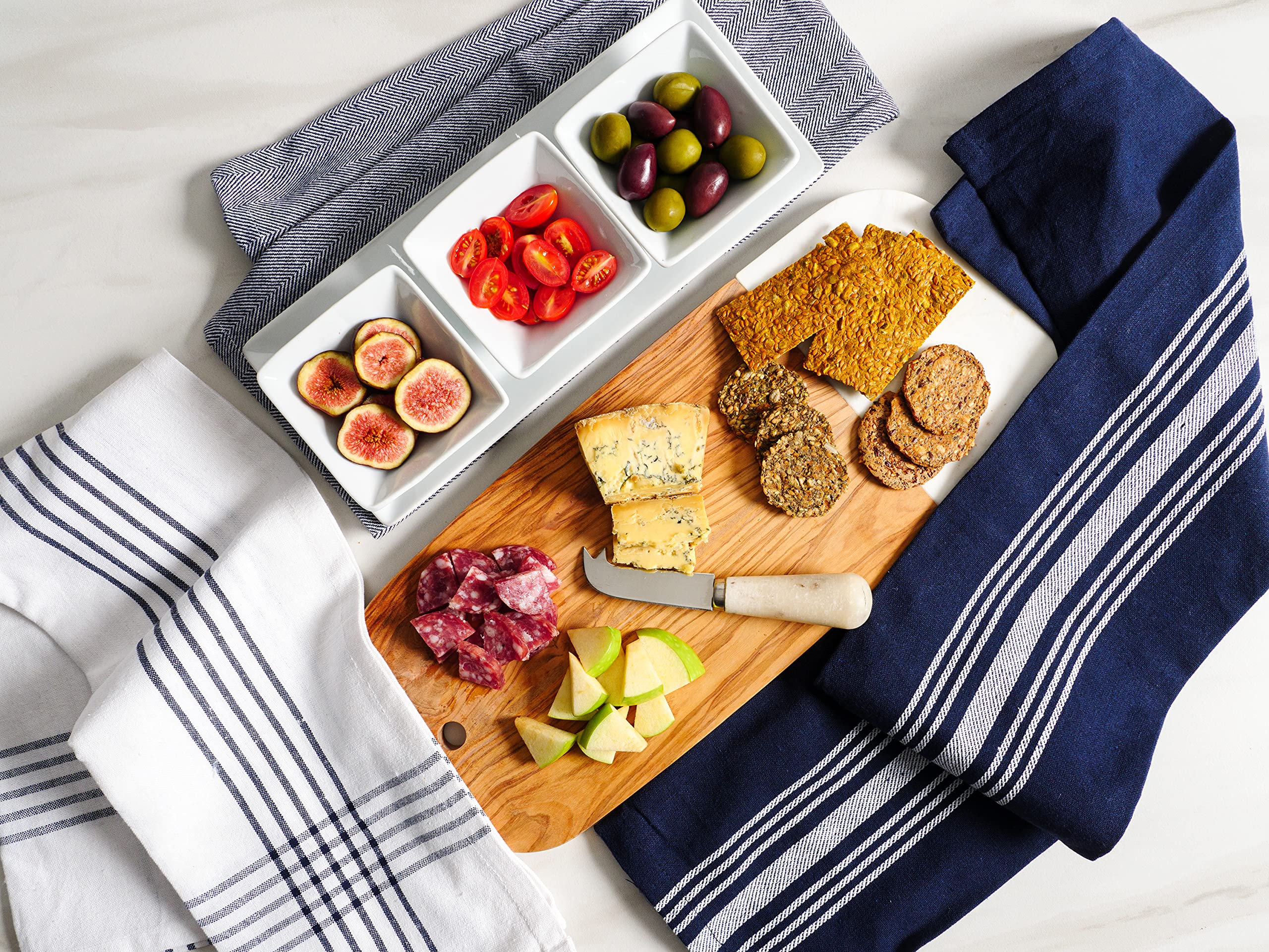 Kaf Home Soho Kitchen Dish Towel Set Of 10 | 18 X 28 Inch Tea Towels | Soft And Absorbent Mixed Set Of Flat Towels (Navy)