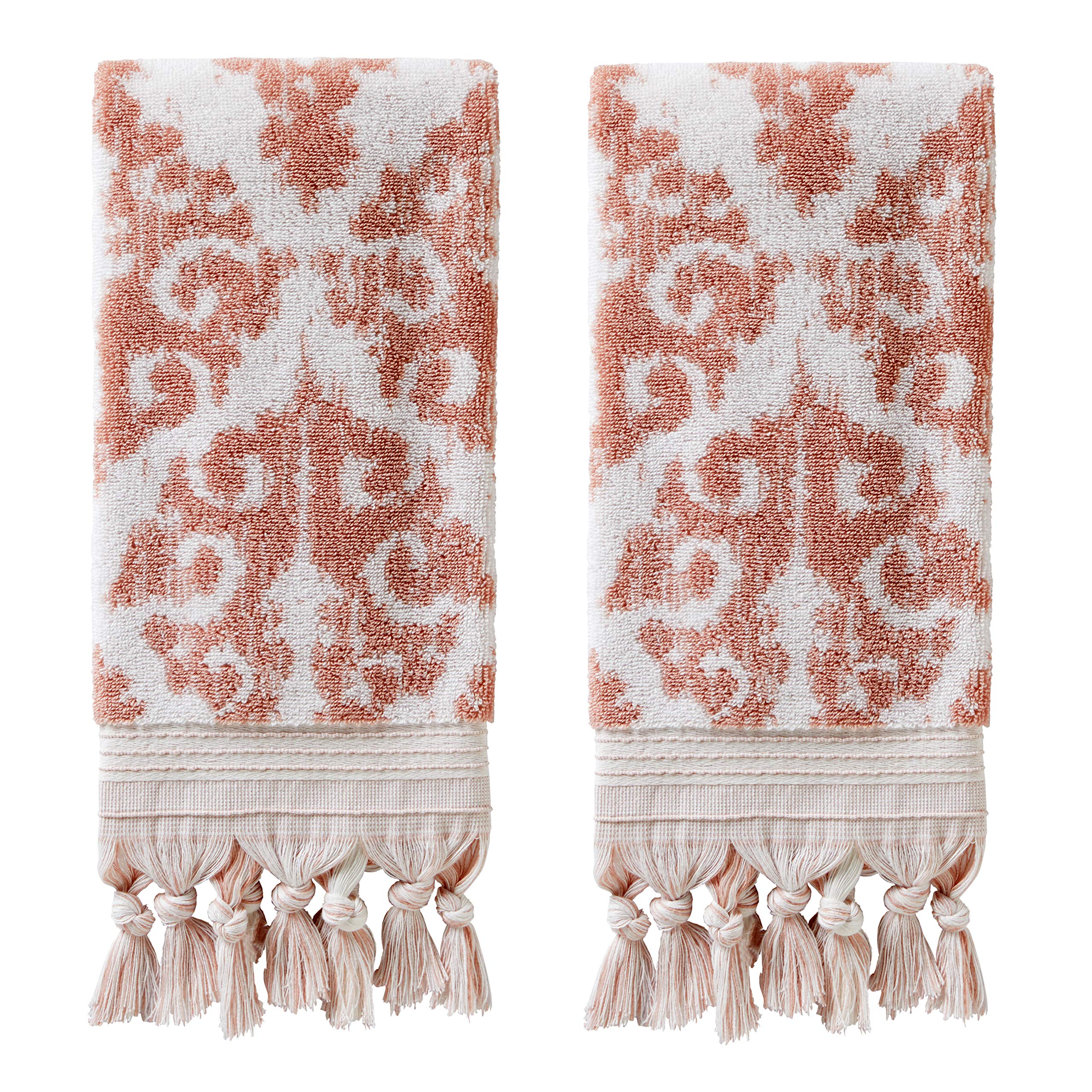 Skl Home Mirage Fringe 100% Turkish Cotton Hand Towel Set, Blush