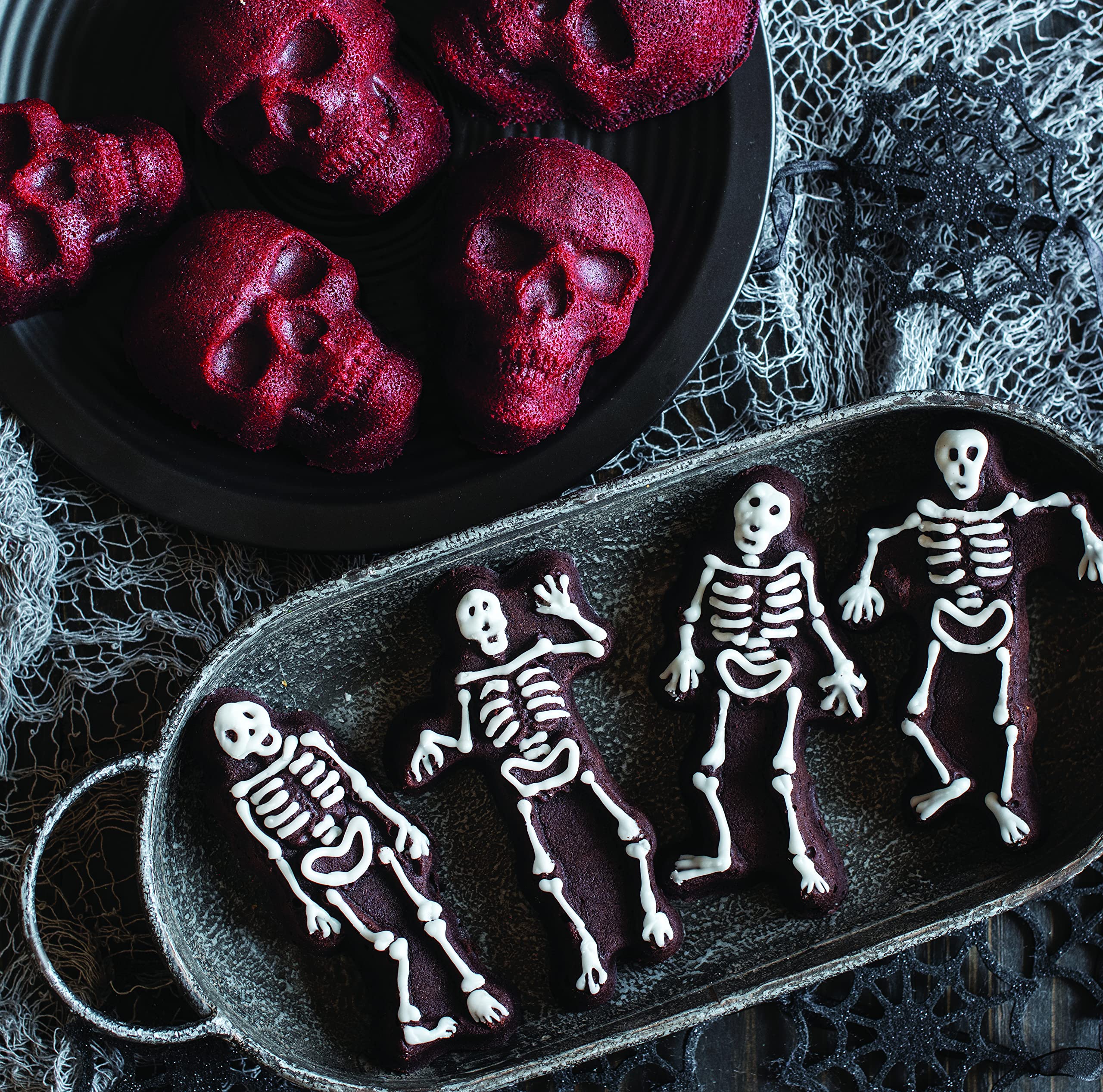 Nordic Ware Spooky Skeleton Cakelets, 2 Cup Capacity, Bronze Aluminum, Model 93548