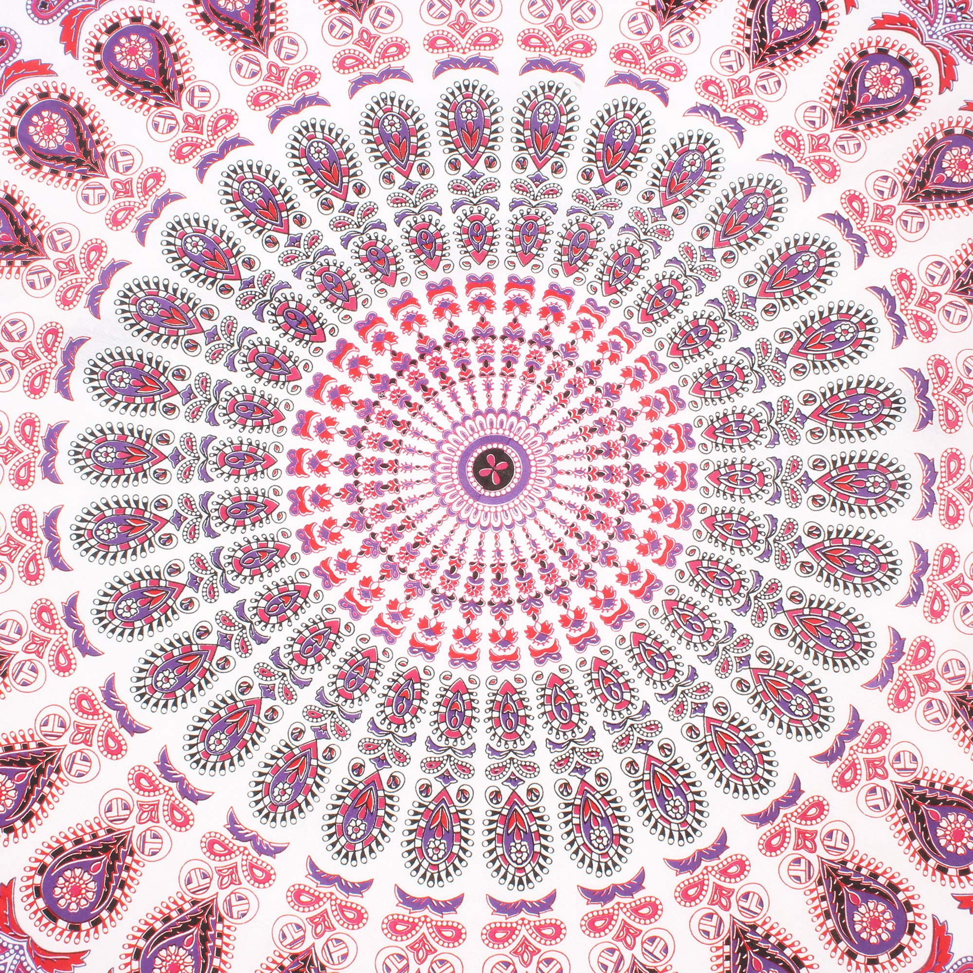 Raajsee White Pink Round Beach Tapestry Hippie Mandala/Boho Decor Beach Blanket/Indian Cotton Throw Bohemian Round Table Cloth M