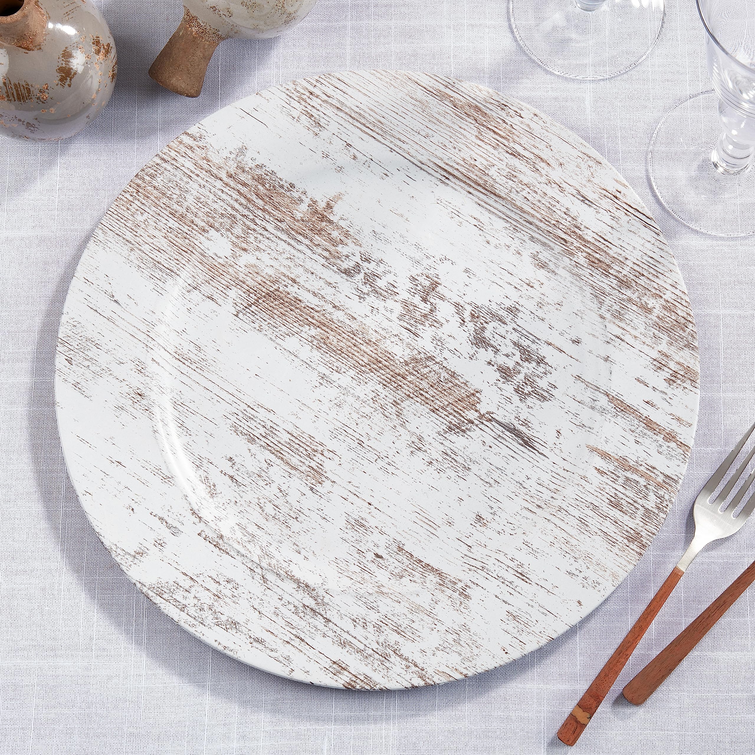 Woodland-Inspired Faux Wood Charger Plate (Set Of 4)