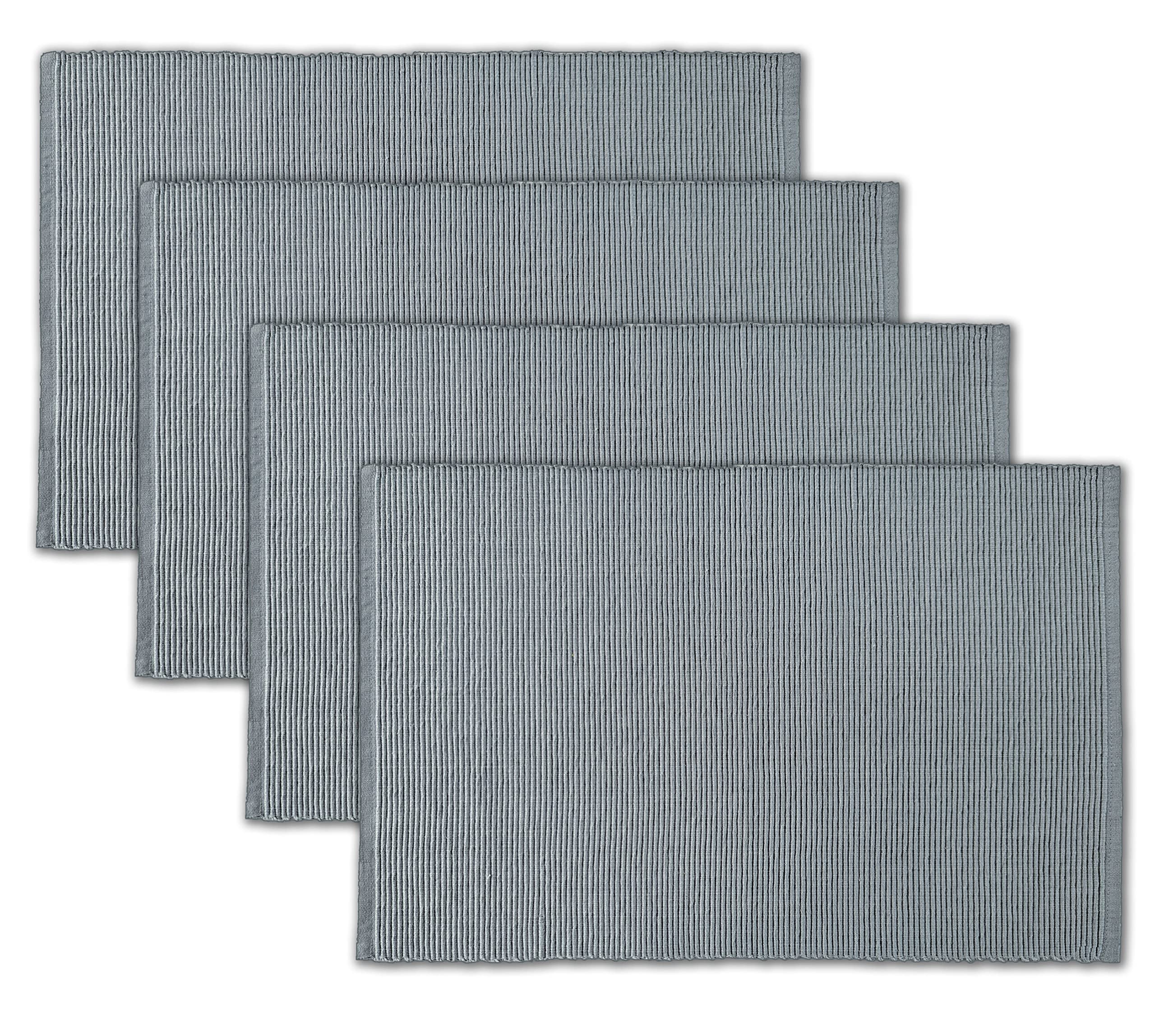 Avka Studio 100% Cotton Ribbed Placemats - Set Of 4-13 X 19 Inches - Grey - Everyday Cloth Table Mats - Thick Construction, Wash