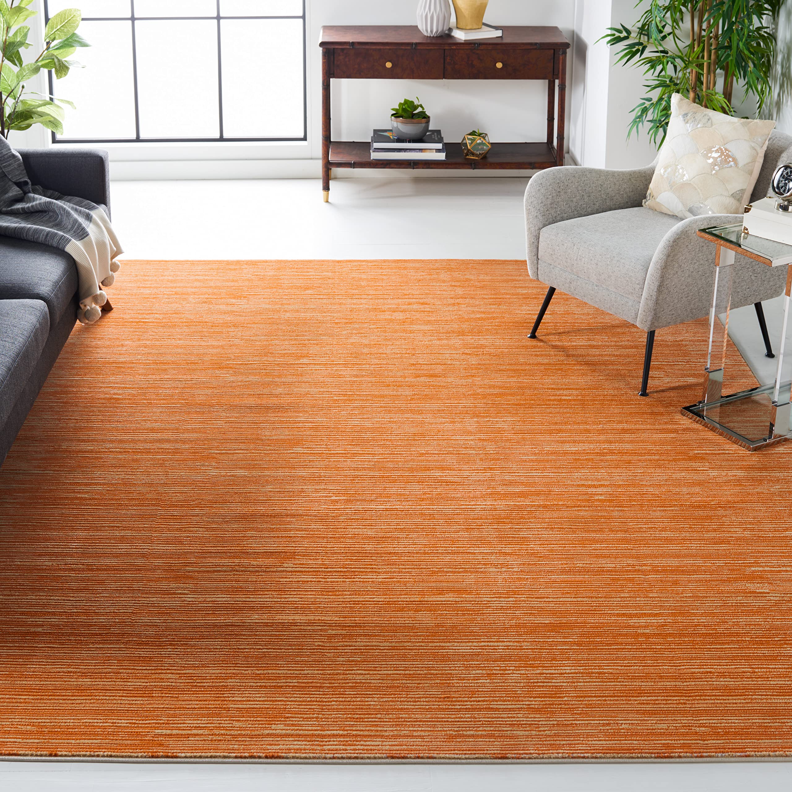 SAFAVIEH Vision Collection Area Rug - 10 x 14, Orange, Modern Ombre Tonal Chic Design, Non-Shedding & Easy Care, Ideal for Hig