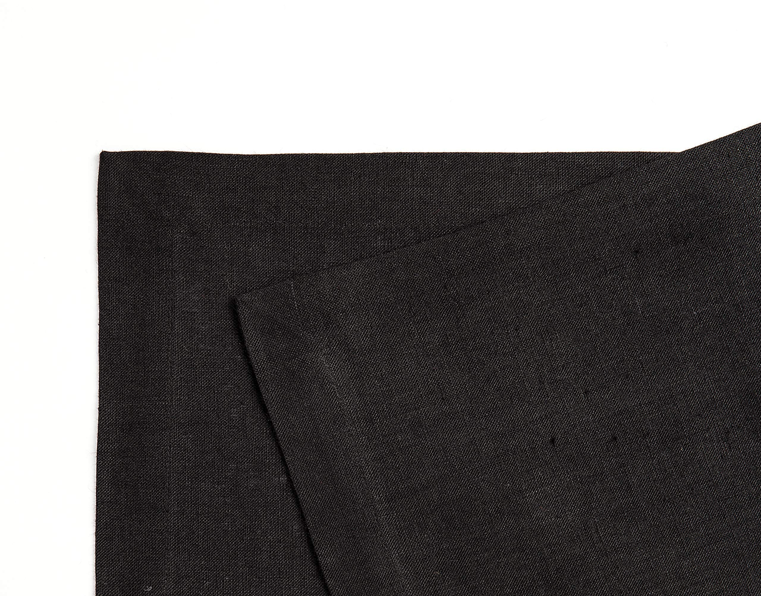 Solino Home Linen Placemats 19'' L X 14'' W Inch - 100% Pure Linen Black Cloth Placemats Set Of 4 - Fete, Washable Fabric Place