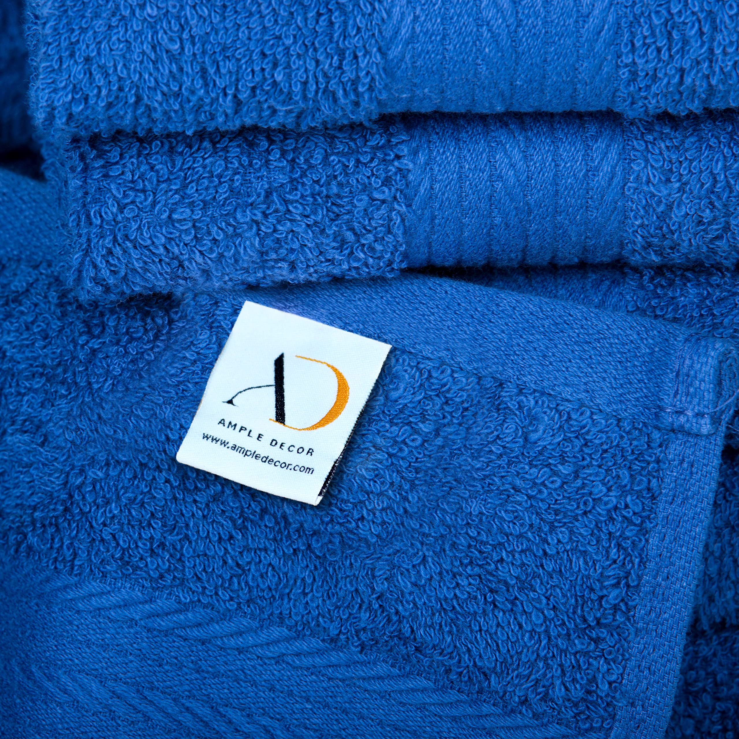 Ample Decor Bath Towel Set of 4 30 X 54 Inch 600GSM 100% Cotton Quick Dry Bathroom Towel - 4pcs Navy