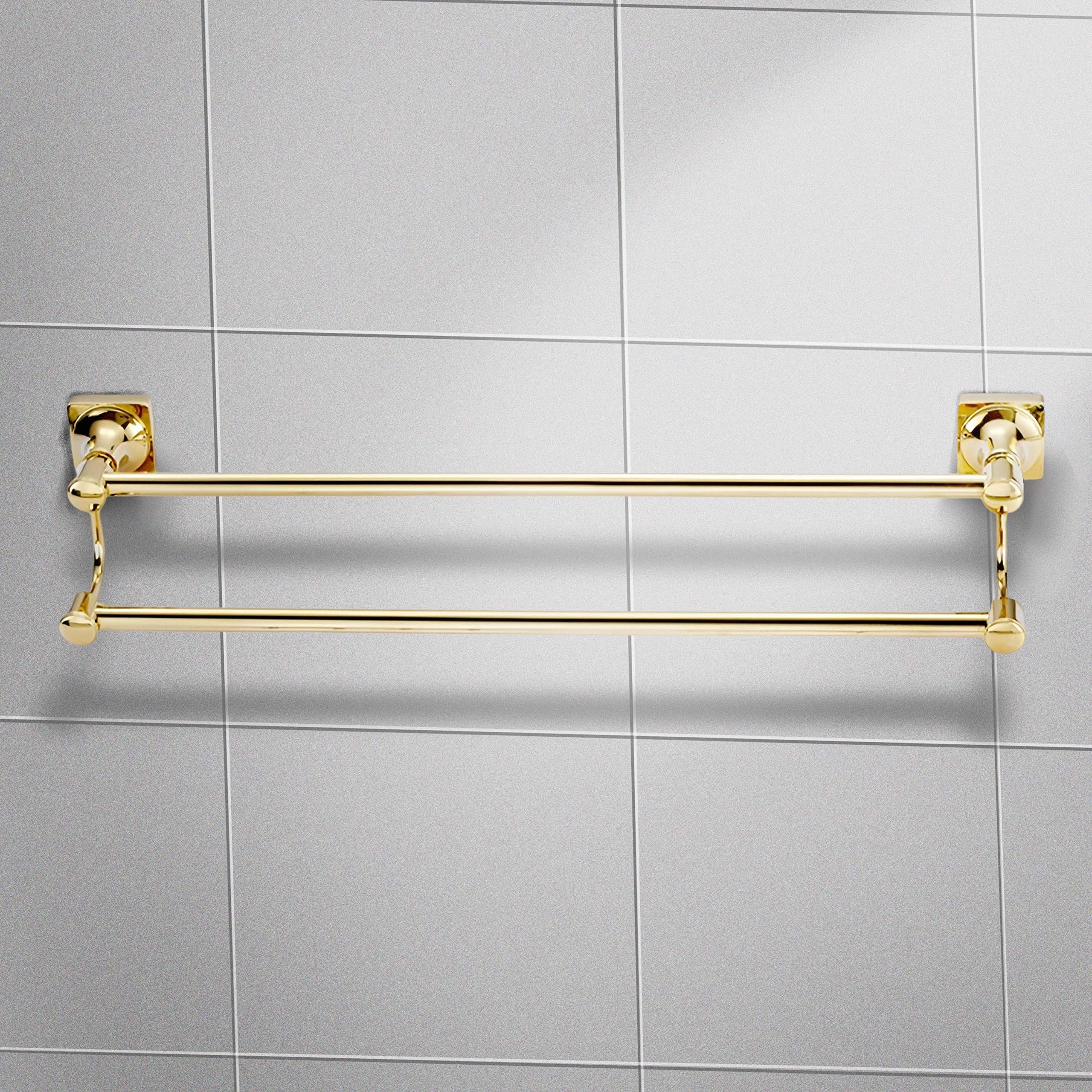 Sprinkle Double Towel Bar, 24 Inch Brass Gold Towel Rack Holder For Bathroom Washcloths And Hand Towels, Brushed Wall Mount, Tb1