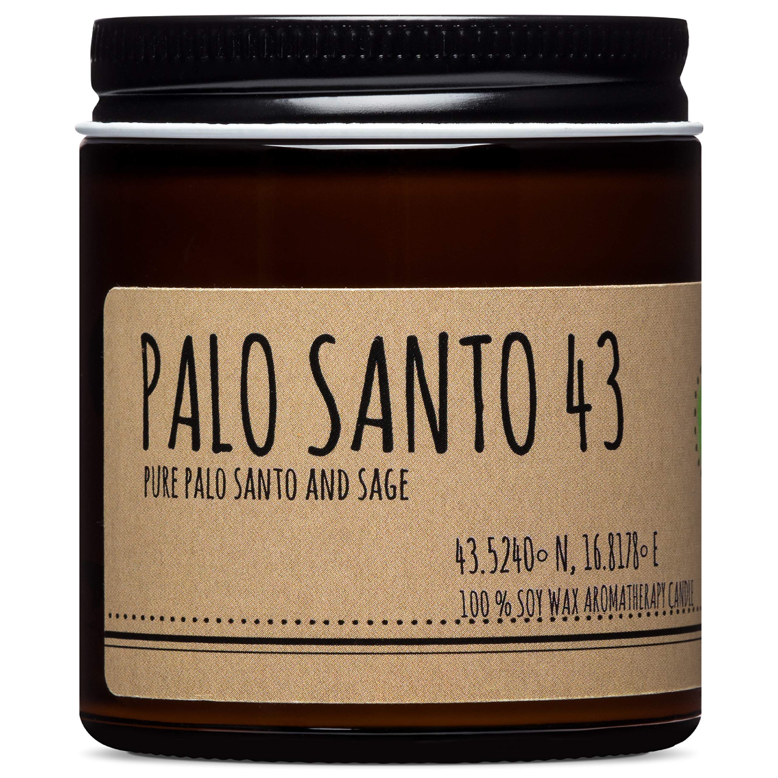Maison Palo Santo Palo Santo from Ecuador and Greek Sage Essential Oils Aromatherapy Natural Soy Wax Candle for Home Cleansing B