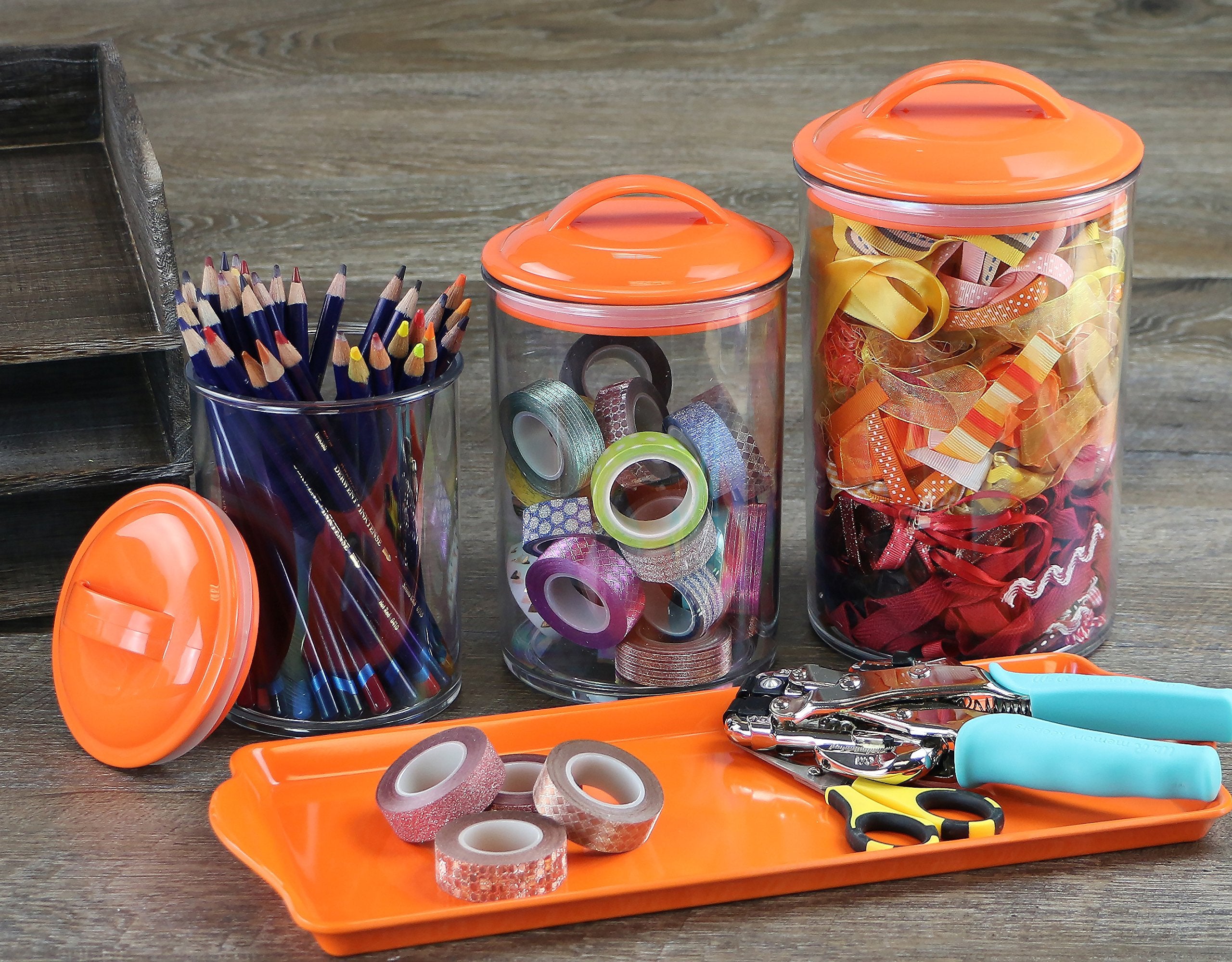 Calypso Basics By Reston Lloyd Acrylic Storage Canisters, Set Of 3, Orange