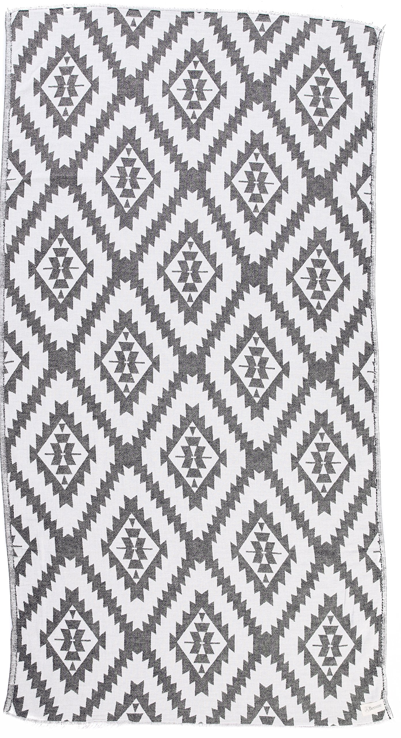 Bersuse 100% Cotton Zipolite Turkish Towel Beach Towel Bath Towel Dual Layer Peshtemal Beach Blanket Beach Essentials - 37X70 In