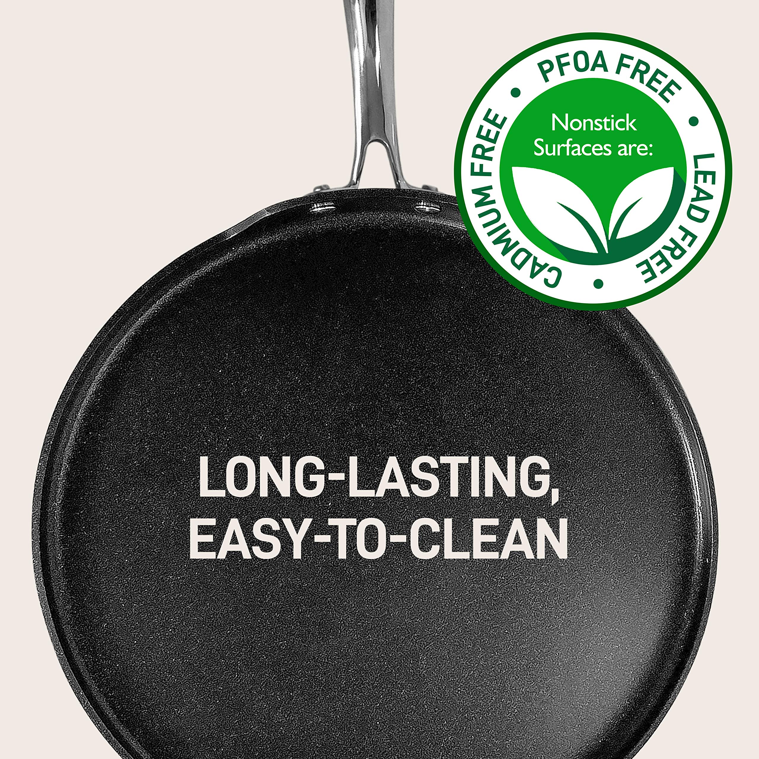Nutrichef 12 Inch Crepe Pan Non Stick, Ideal For Pancakes, Dosa & Tortillas, Hard-Anodized, Dishwasher Safe