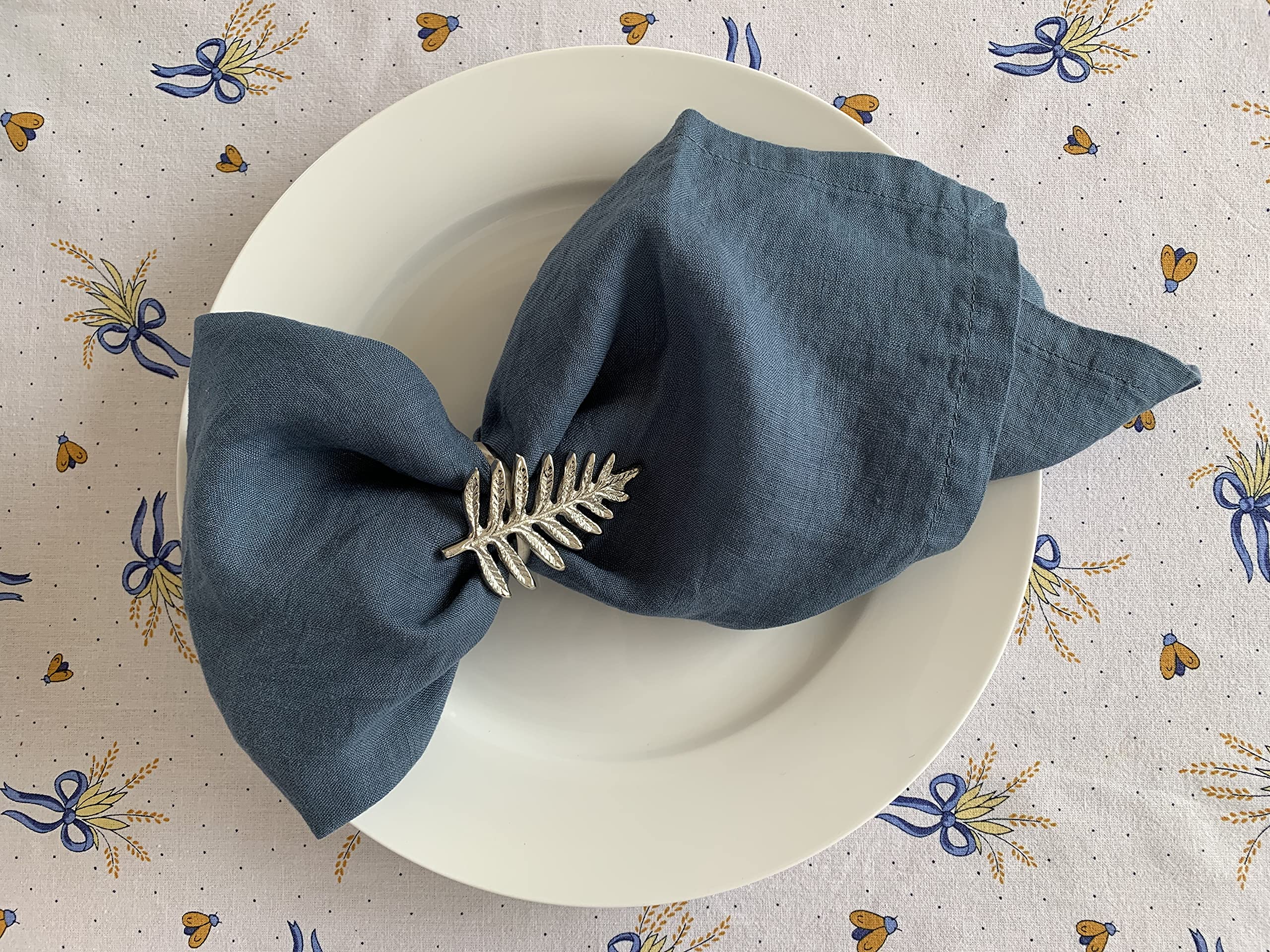 Linen Napkins -100% French Flax - Stonewashed Pure Linen Cloth Napkins - Size 18 Inch X 18 Inch - Set Of 4 (Soft Teal Blue)