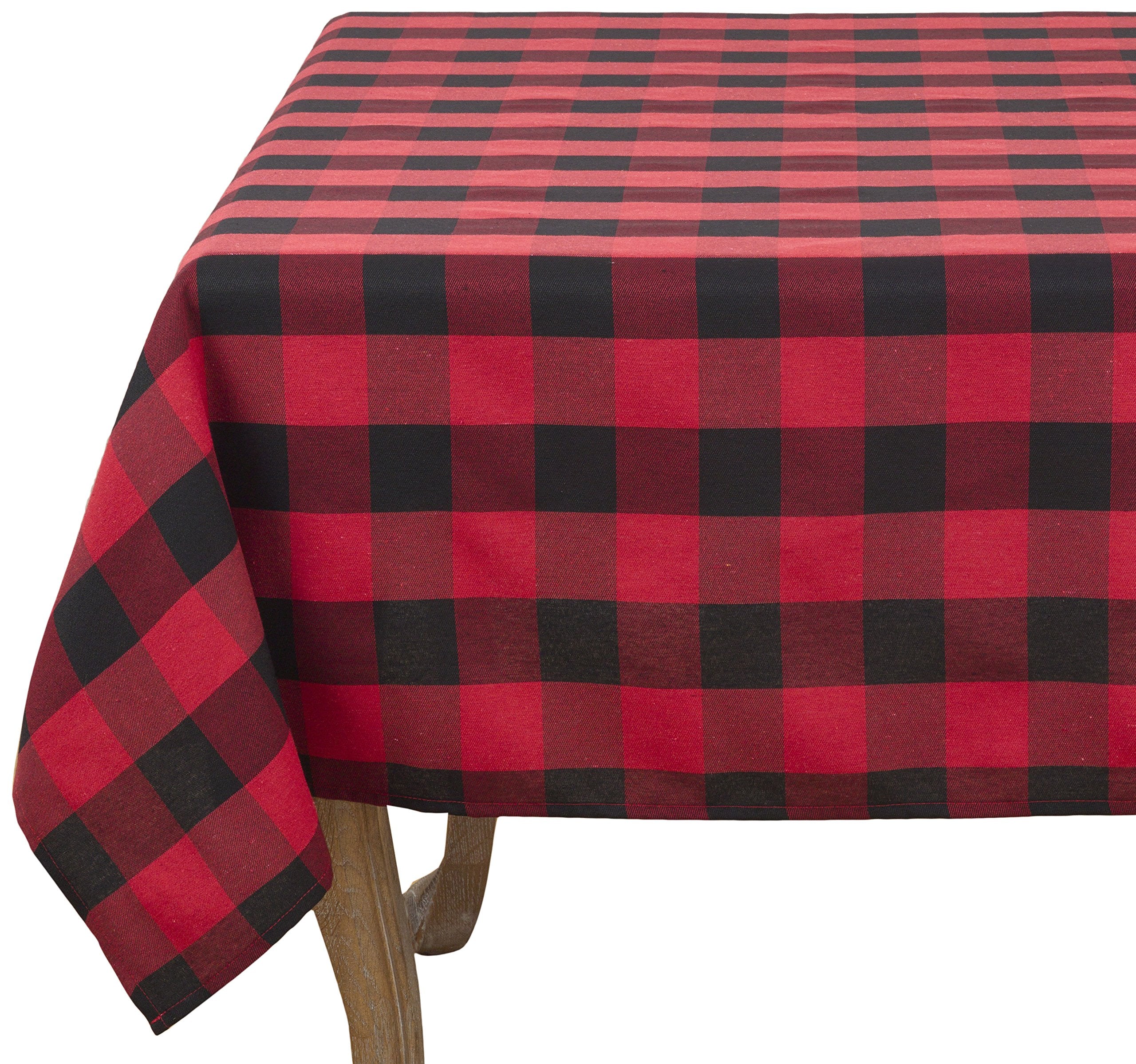 Saro Lifestyle Cotton Blend Buffalo Plaid Tablecloth, 70'', Red