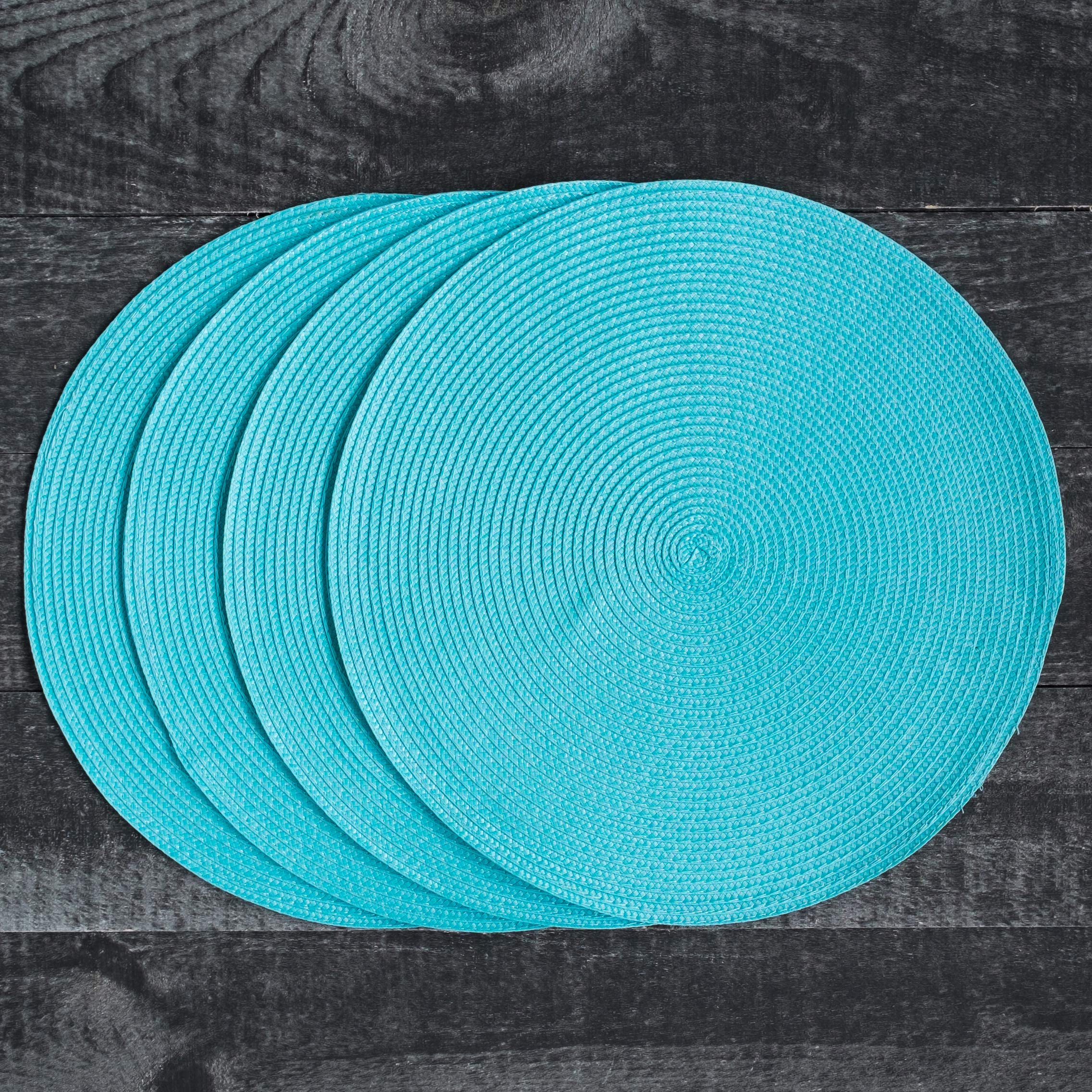 Now Designs Disko Round Placemats, Turquoise, Set Of 4