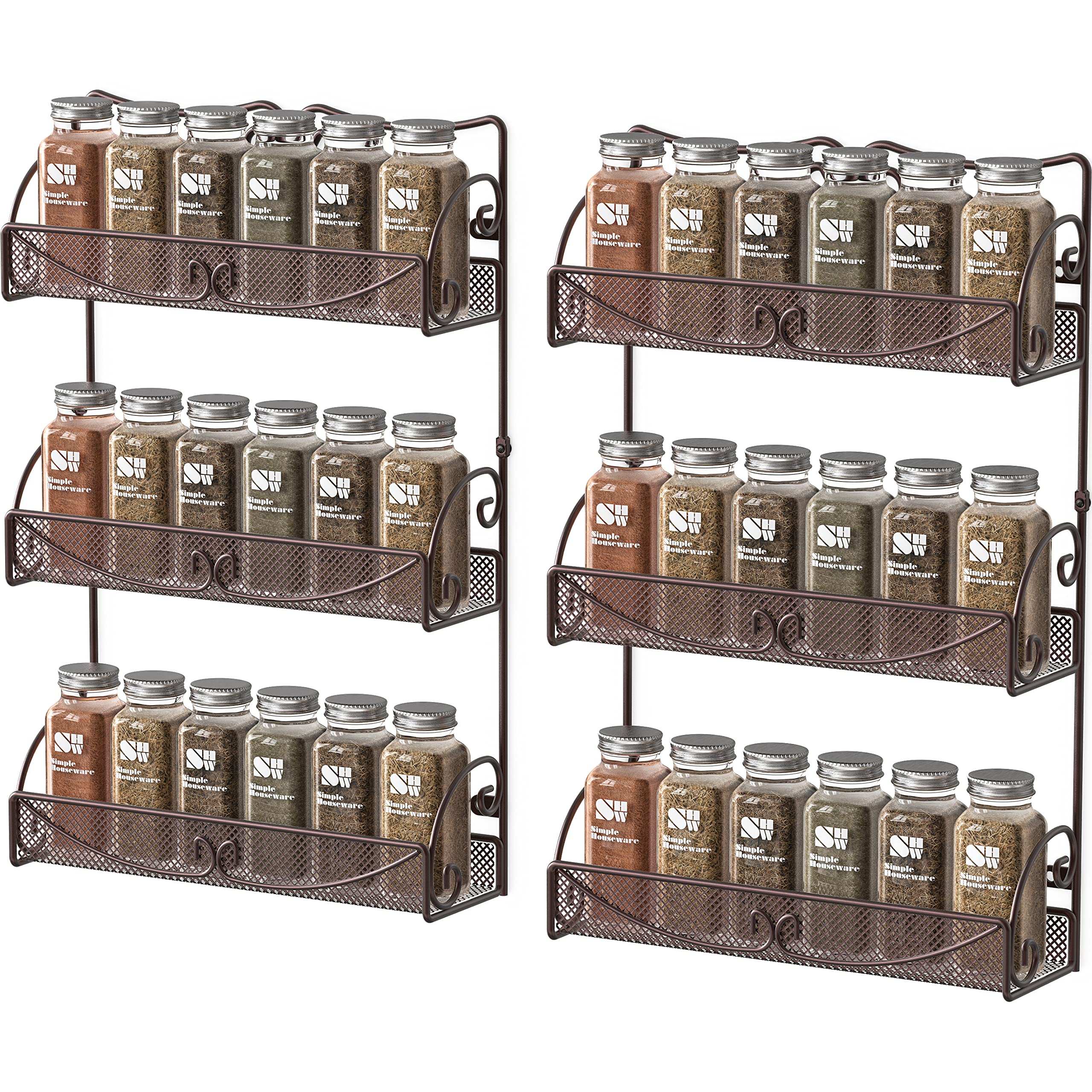 2 Pack - DecoBros 3 Tier Wall Mounted Spice Rack, Bronze