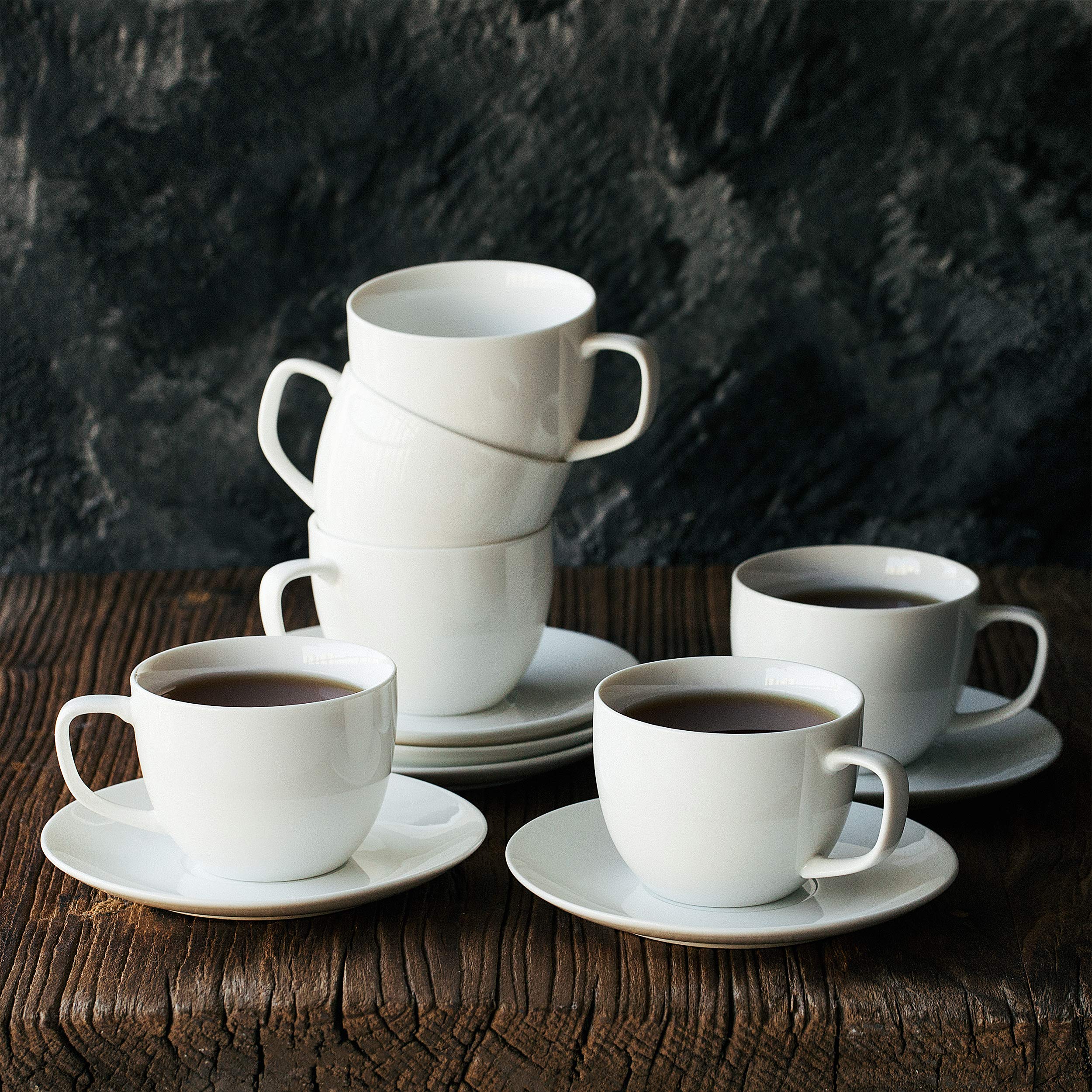 Btat- Tea Cups, Tea Cups And Saucers Set Of 6, 7Oz, Porcelain Tea Set, Cappuccino Cups, Latte Cups, Tea Set For Adults, Porcelai