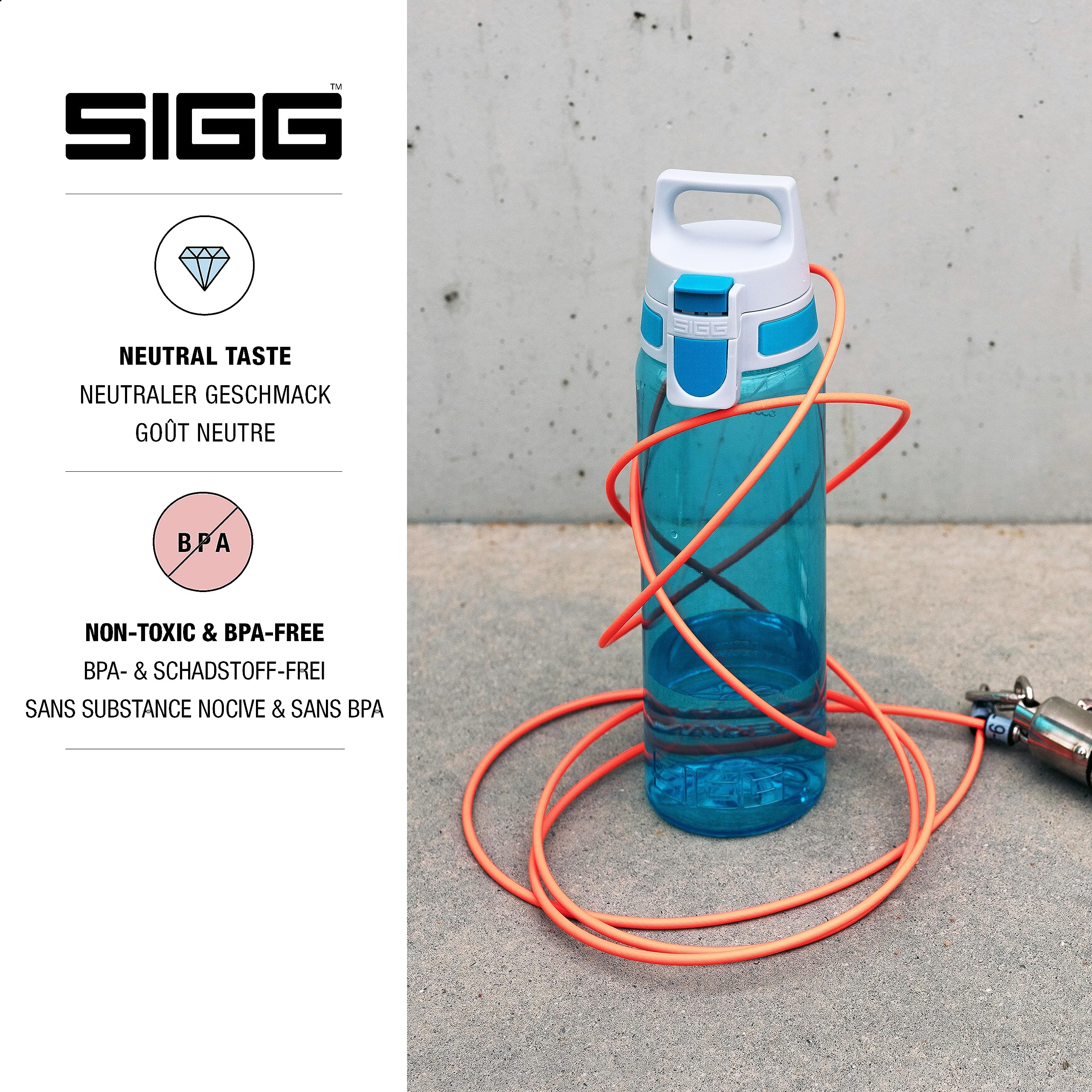 SIGG - Tritan Sports Water Bottle - Total Color Turquoise - Leakproof - Featherweight and Shatter-Proof Tritan Plastic - Dishwasher Safe - BPA Free - 20 Oz