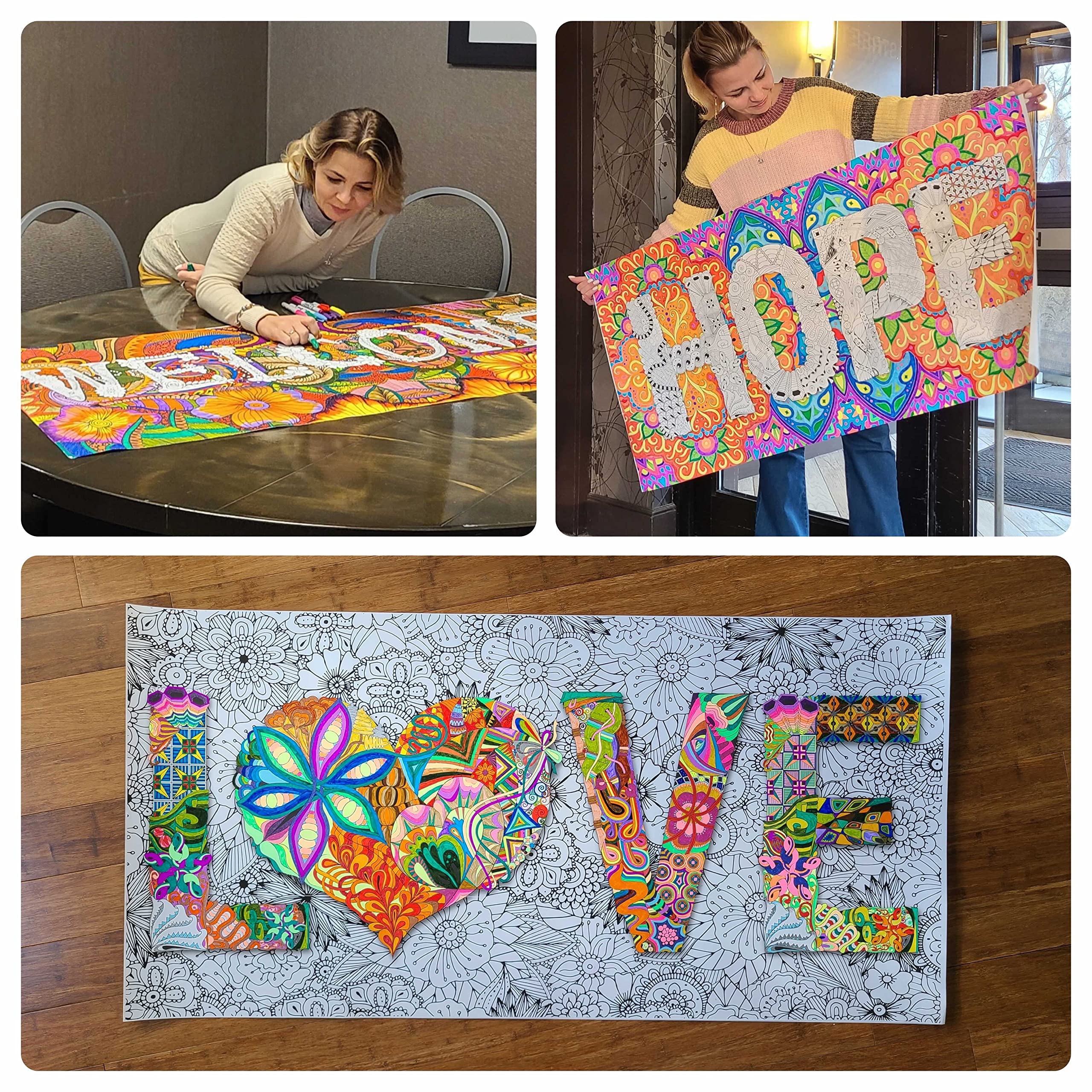 Giant Coloring Poster for Kids and Adults - Creative Fun for Classrooms  Care Facilities  Schools  Groups and Families (Hope  24 in x 48 in)