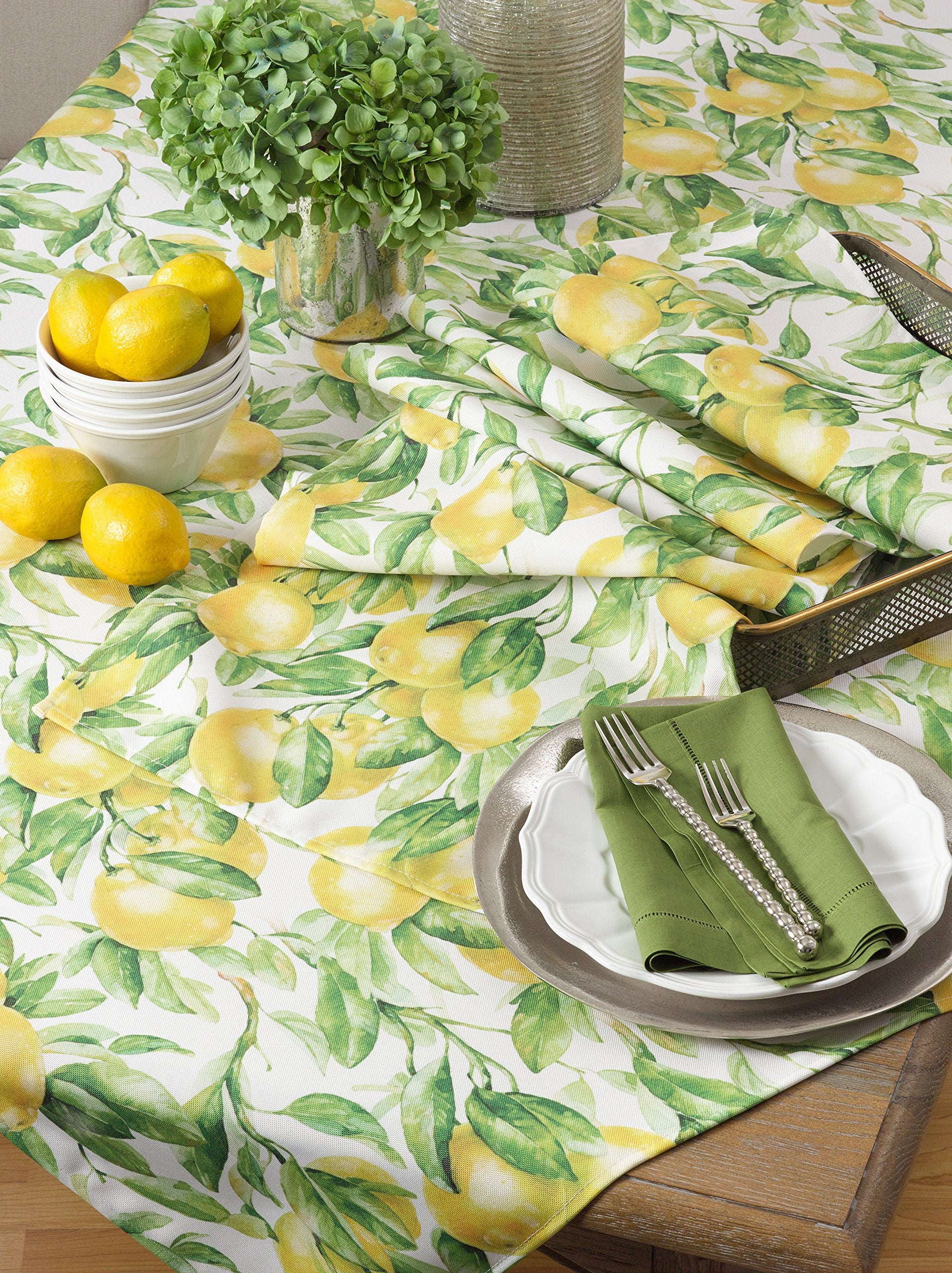 Saro Lifestyle Printed Lemon Table Napkin (Set Of 12), Multi, 20''