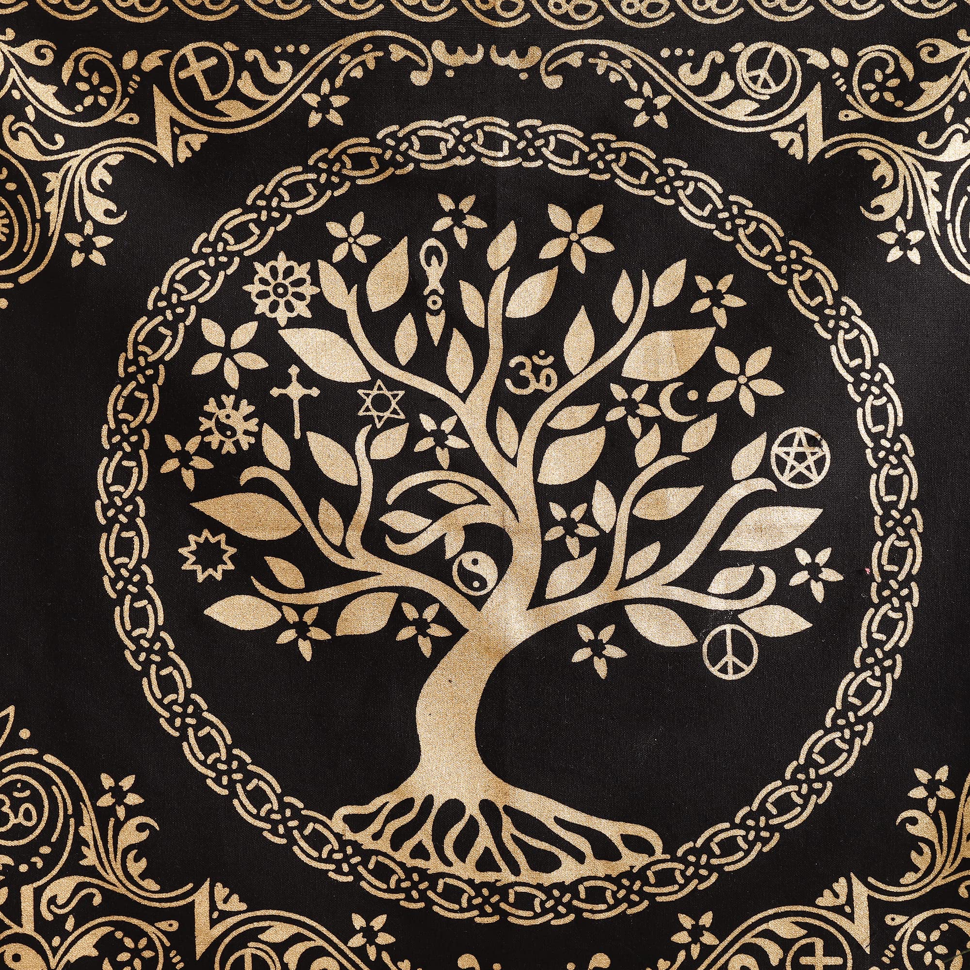 Ravaiyaa - Attitude Is Everything Black Gold Witchcraft Altar Tarot Spread Cotton Cloth Spiritual Concept Poster For Wall Decor