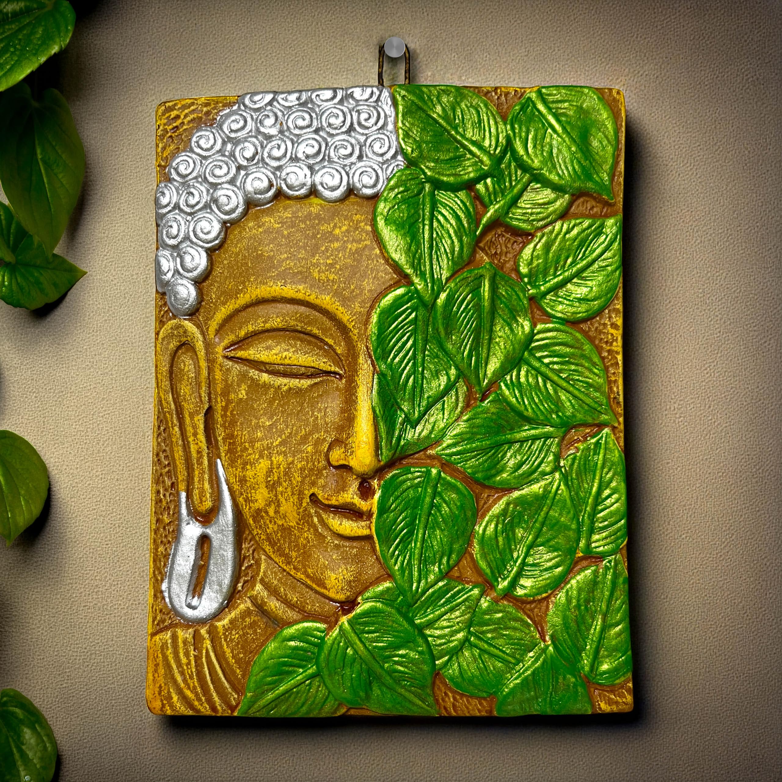 Sajawa Buddha Face TerracottaClayMittiIdolMurtiFigurinePainting For TempleMandirHome DecorLiving RoomOffice Decoratio