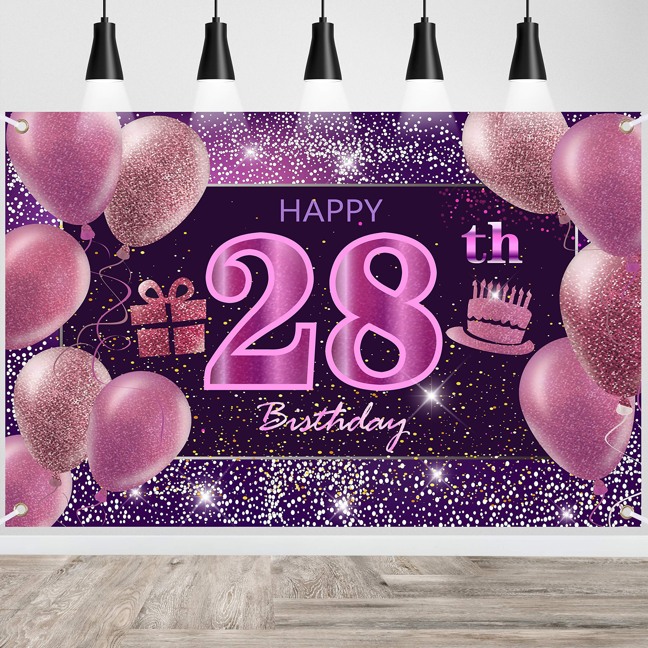 28Th Birthday Decorations For Girls Imisi Happy Birthday Banner Pink Decorations For A Party Birthday Backdrop For Women