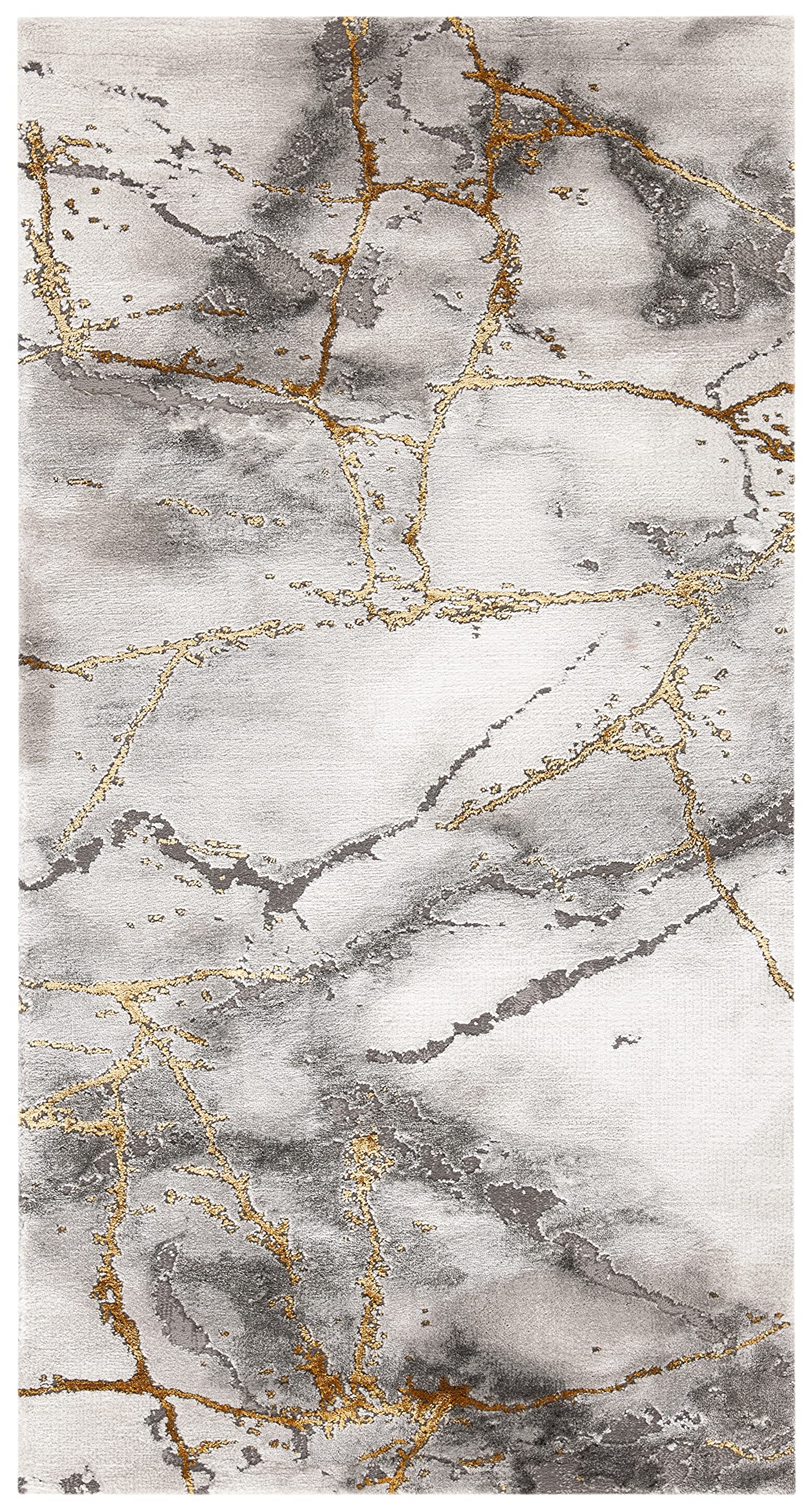 SAFAVIEH Craft Collection Accent Rug - 23 x 4, Grey & Gold, Modern Abstract Design, Non-Shedding & Easy Care, Ideal for High T