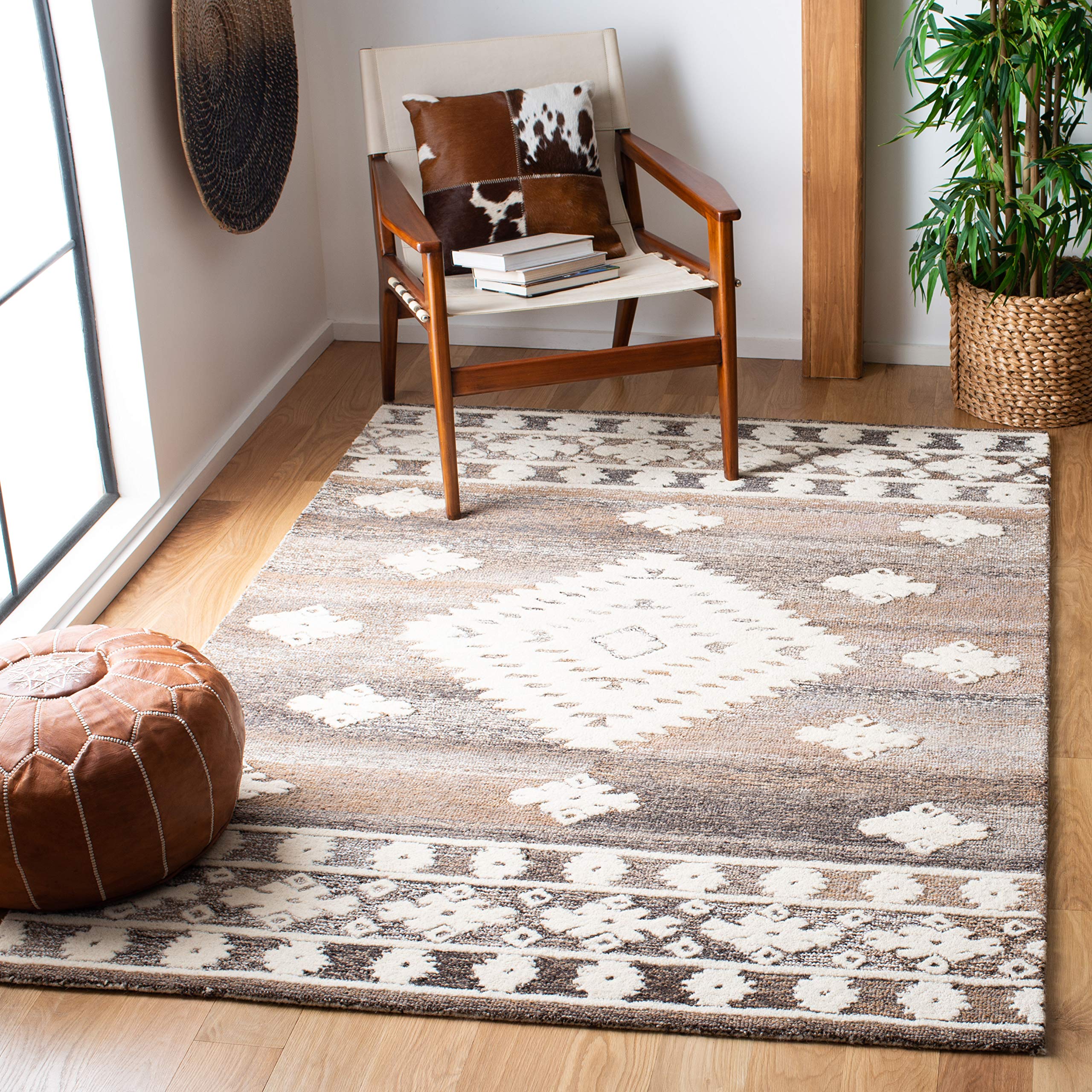 SAFAVIEH Amsterdam Collection 3 Round Terracotta / Multi AMS108D Moroccan Boho Non-Shedding Dining Room Entryway Foyer Living R