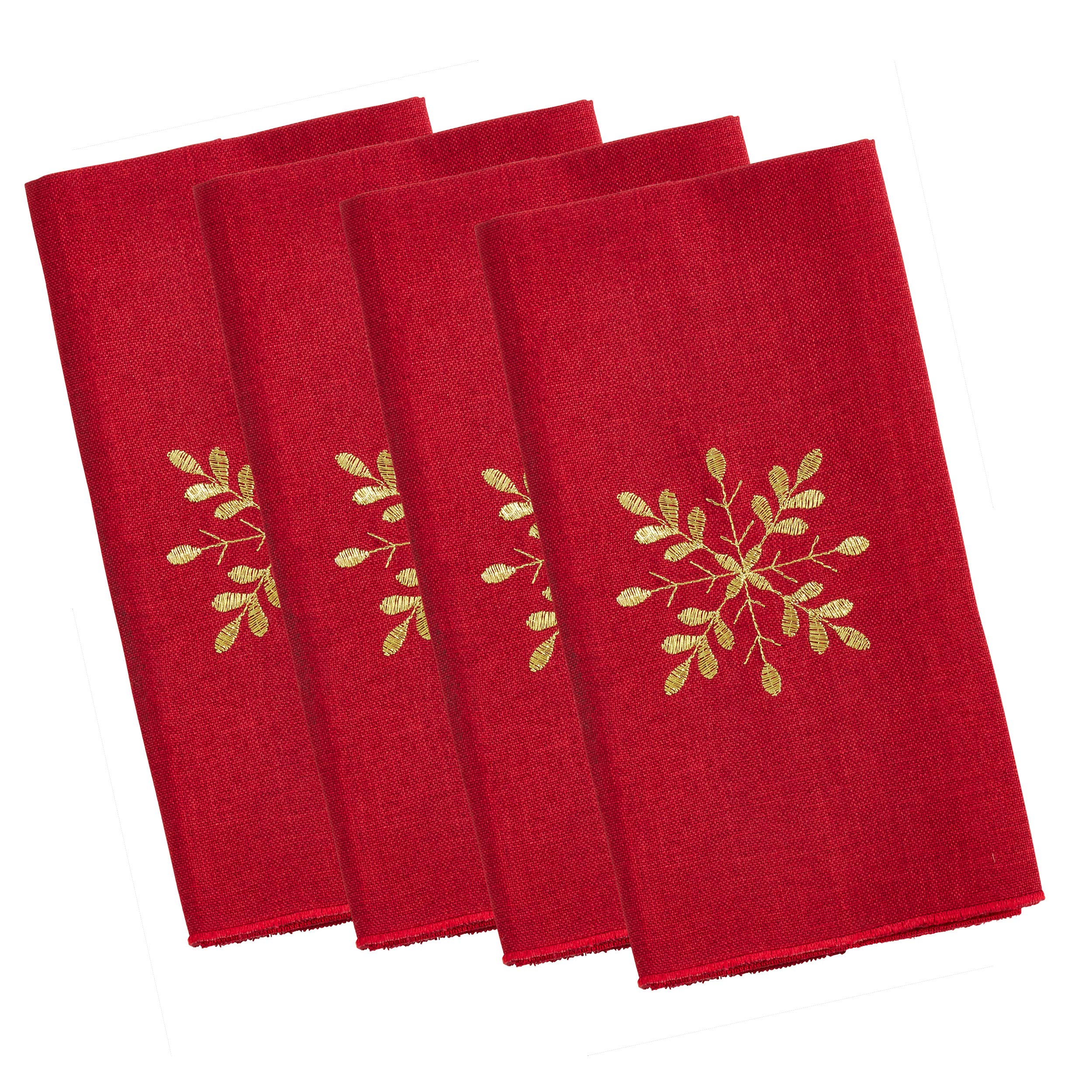 Occasion Gallery Red Winter Christmas Holiday Snowflake Cloth Napkin, 20'' Square (4 Piece.)