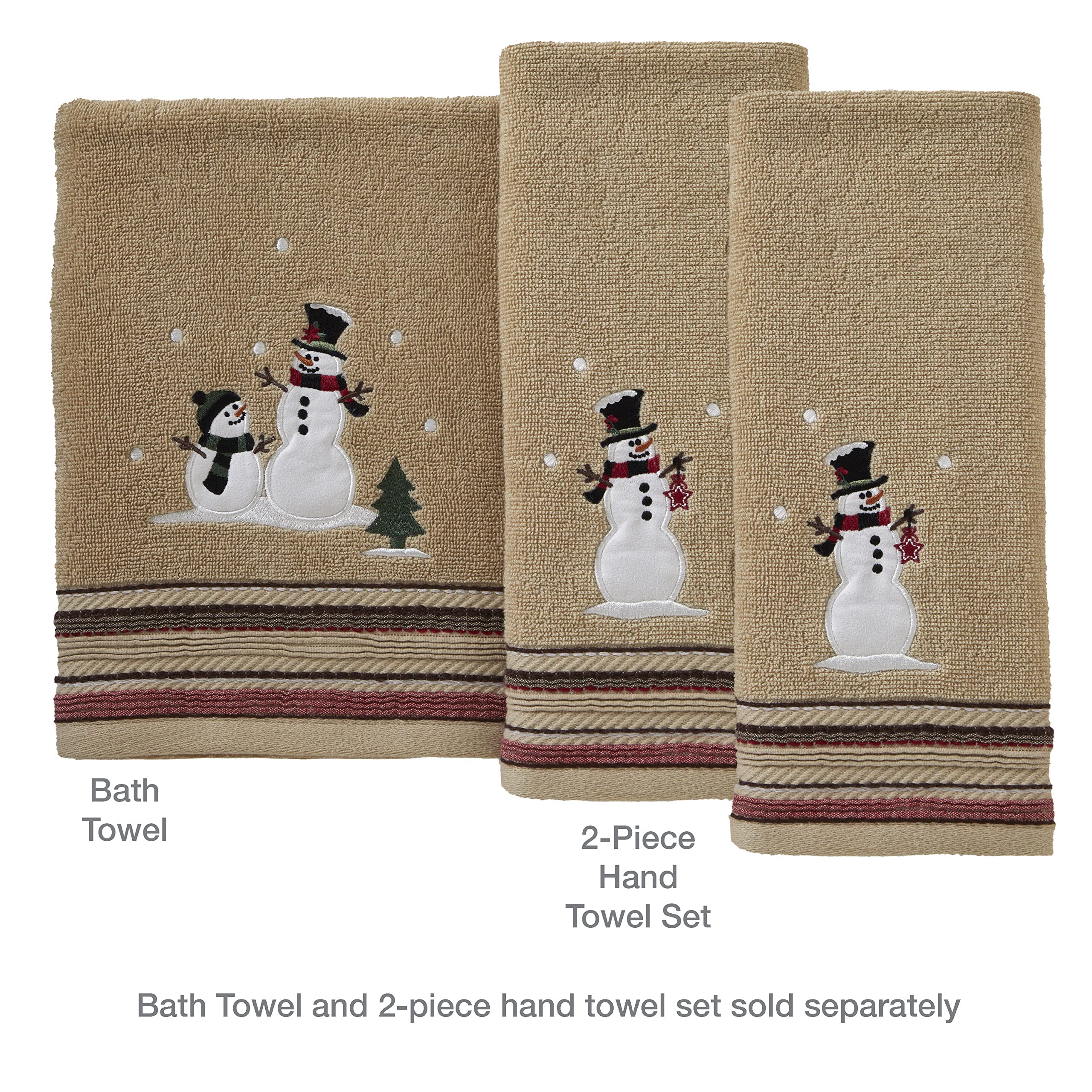 Skl Home By Saturday Knight Ltd. Rustic Plaid Snowman Bath Towel,Wheat
