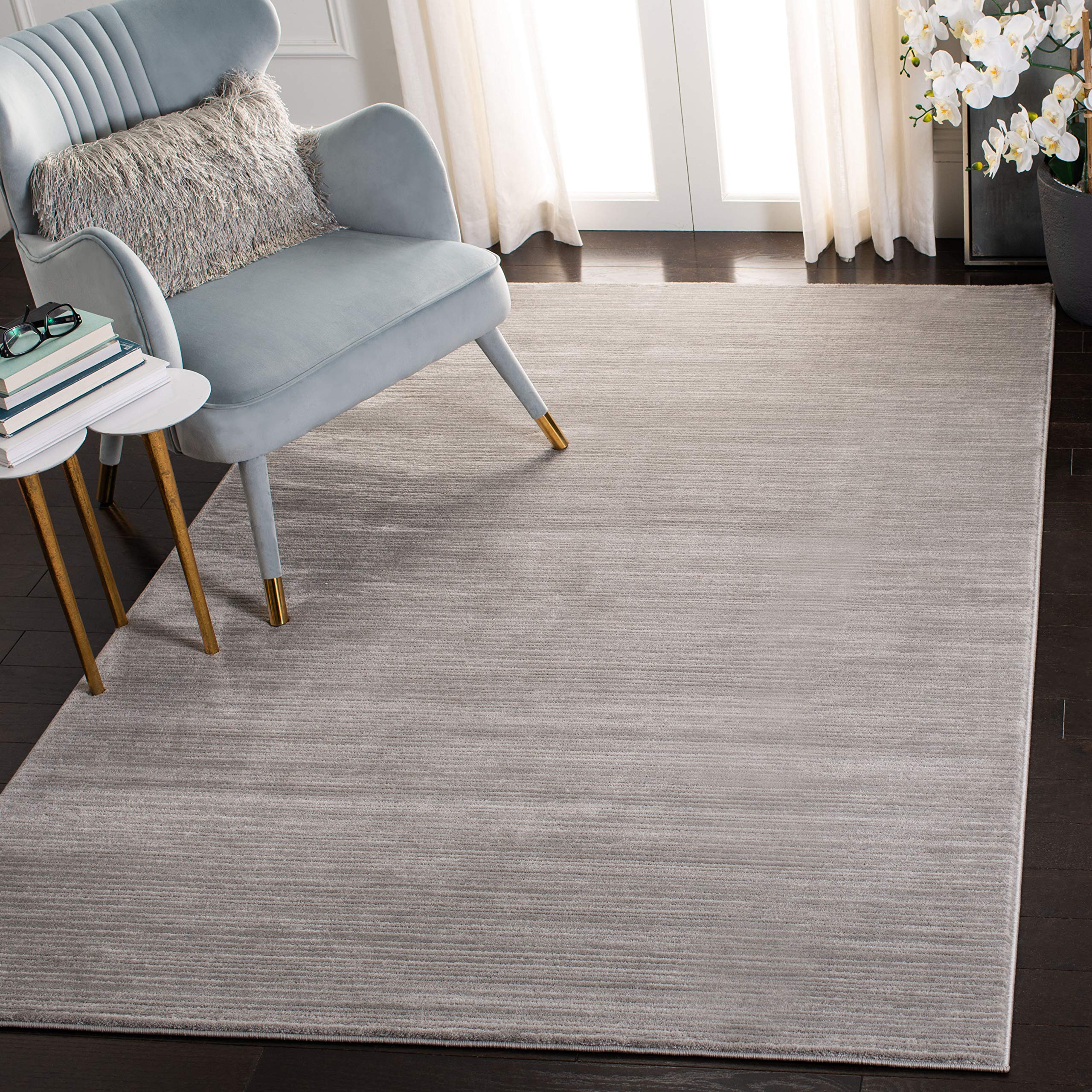 SAFAVIEH Vision Collection 9 Square Silver VSN606G Modern Ombre Tonal Chic Non-Shedding Living Room Bedroom Dining Home Office 