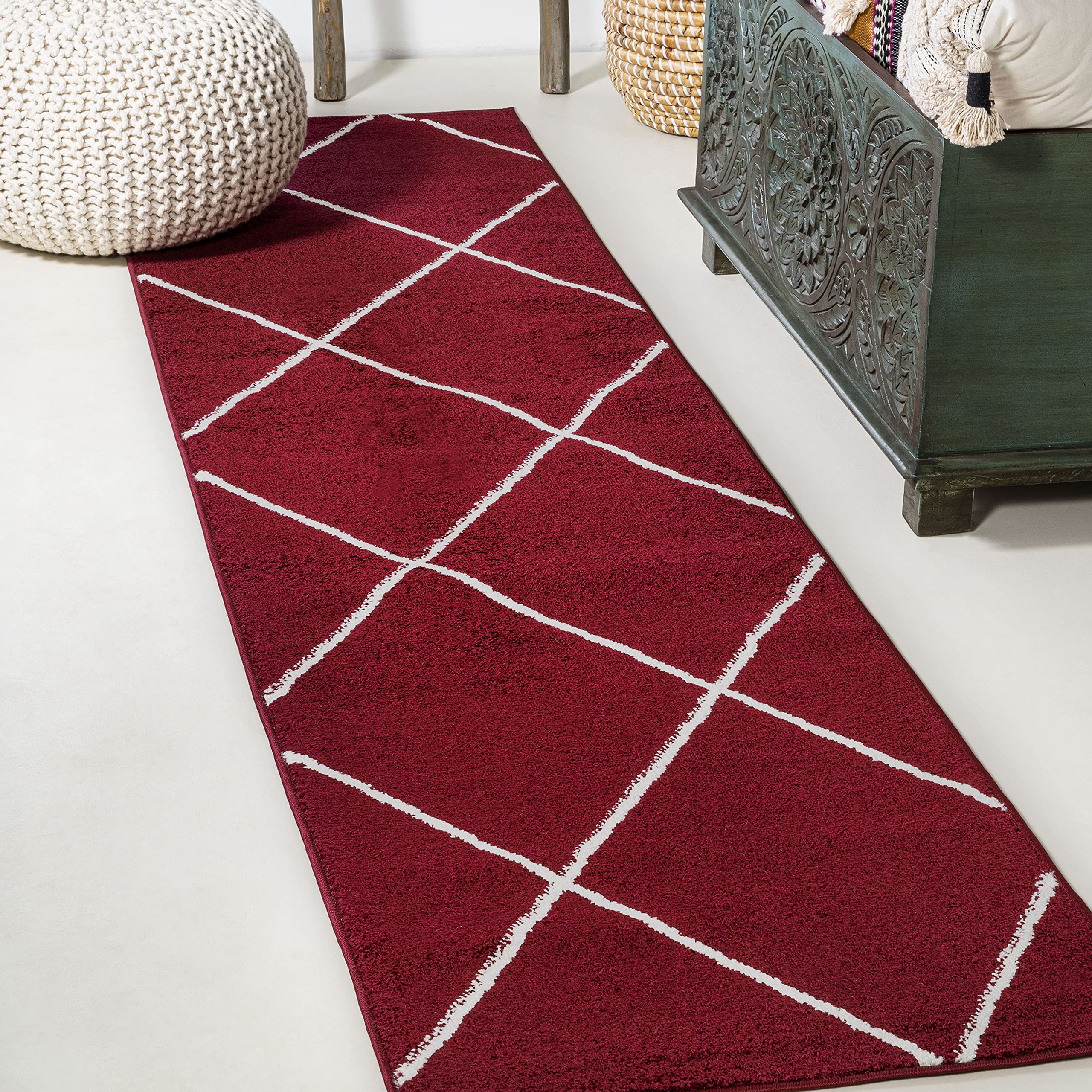 JONATHAN Y SEU102I-28 Cole Minimalist Diamond Trellis Indoor Area-Rug, Modern, Contemporary, Casual Easy-Cleaning,Bedroom,Kitche