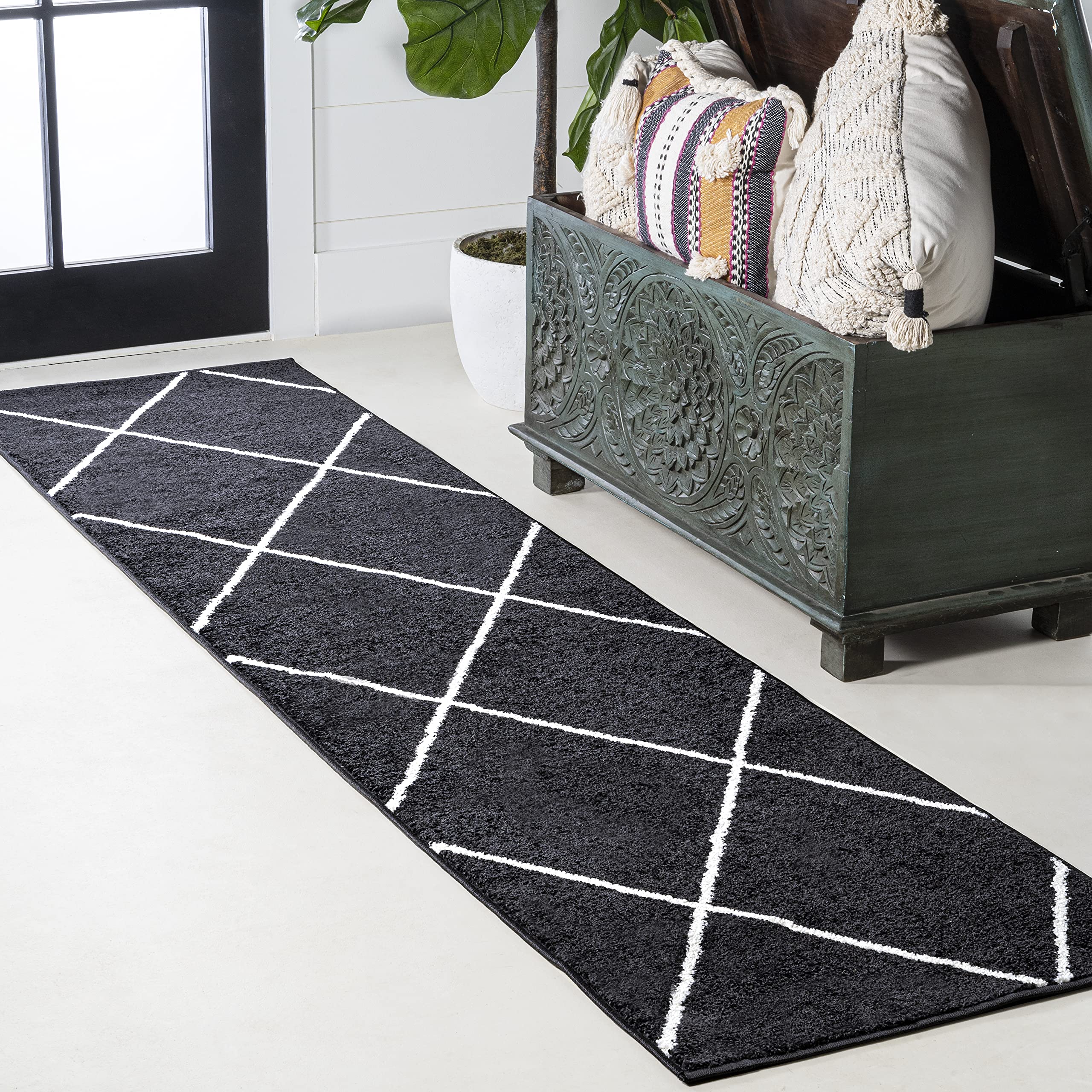 JONATHAN Y SEU102A-210 Cole Minimalist Diamond Trellis Indoor Area -Rug Modern Contemporary Casual Easy -Cleaning Bedroom Kitche
