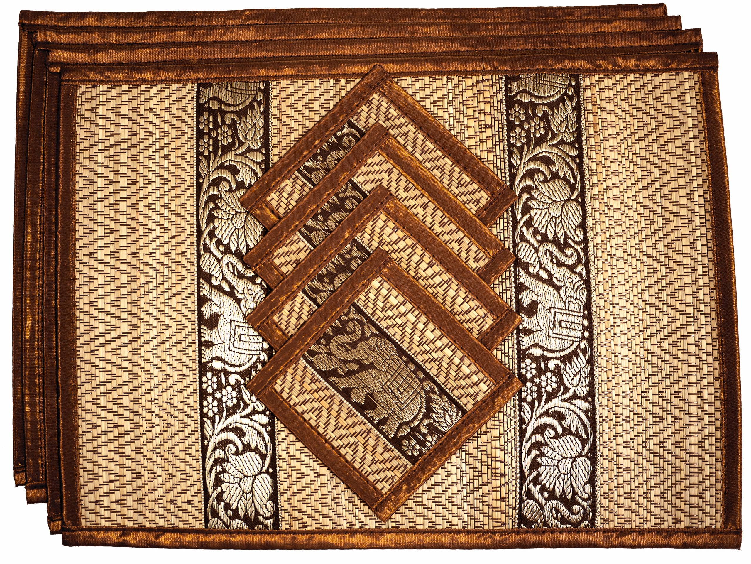 Hand-Woven Wicker Reed Placemats Coaster Set Eco-Friendly Alternative To Plastic Heat Resistant Thai Style Durable Easy To Clean