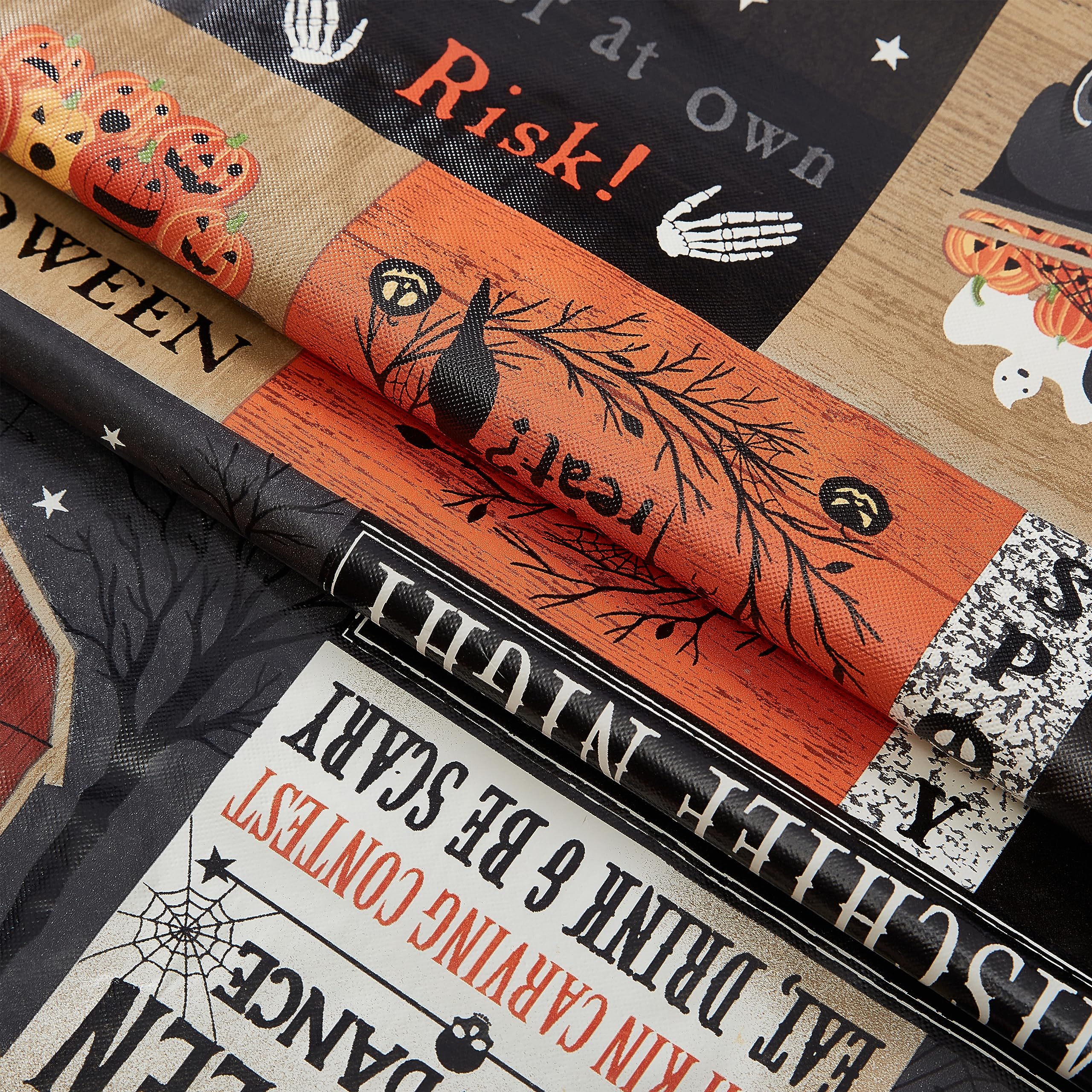 Newbridge Halloween Rustic Spooky Farm 52 x 70 Inch Rectangle Vinyl Tablecloth with Flannel Backing