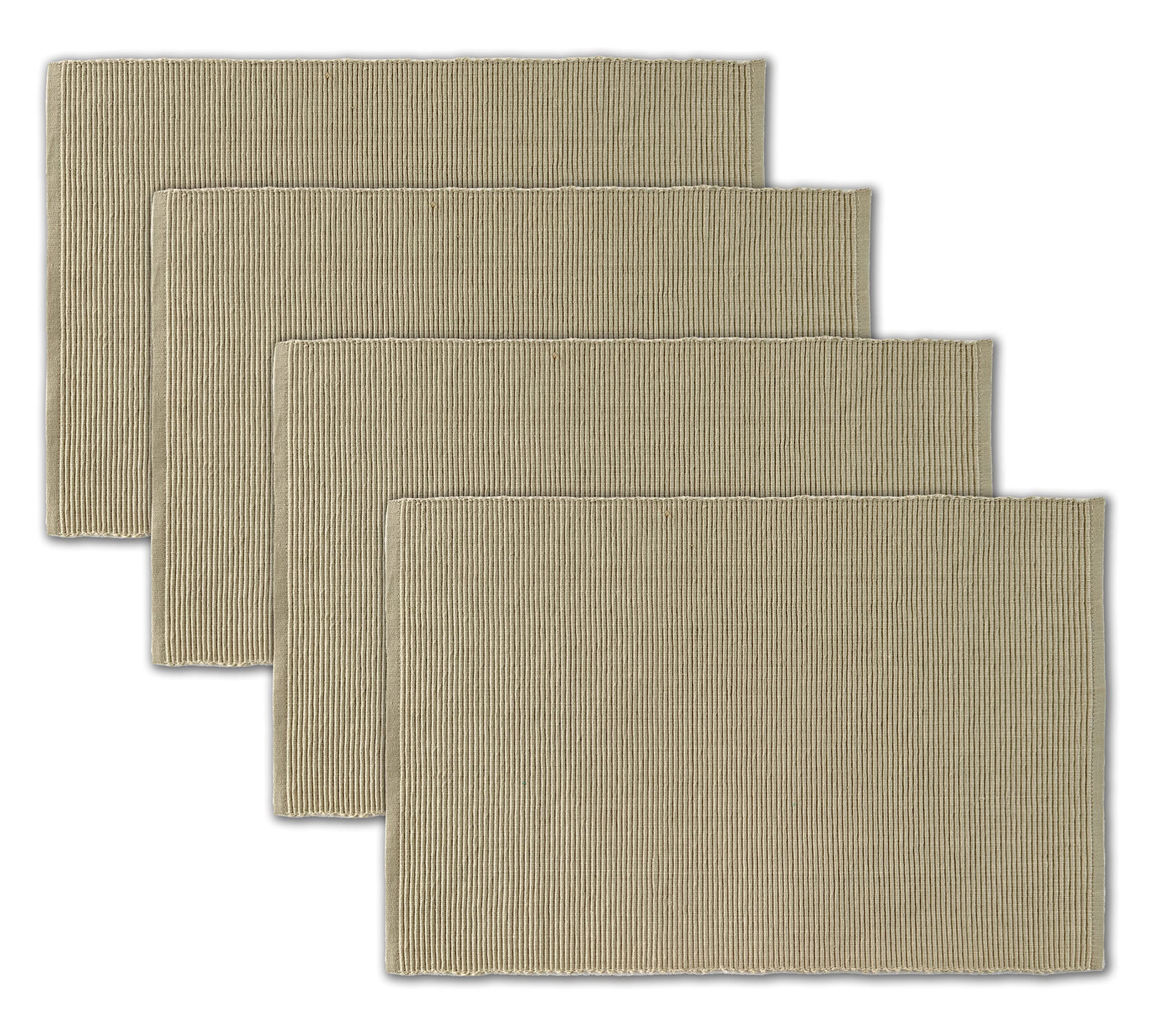 Avka Studio 100% Cotton Ribbed Placemats - Set Of 4-13 X 19 Inches - Beige - Everyday Cloth Table Mats - Thick Construction, Was