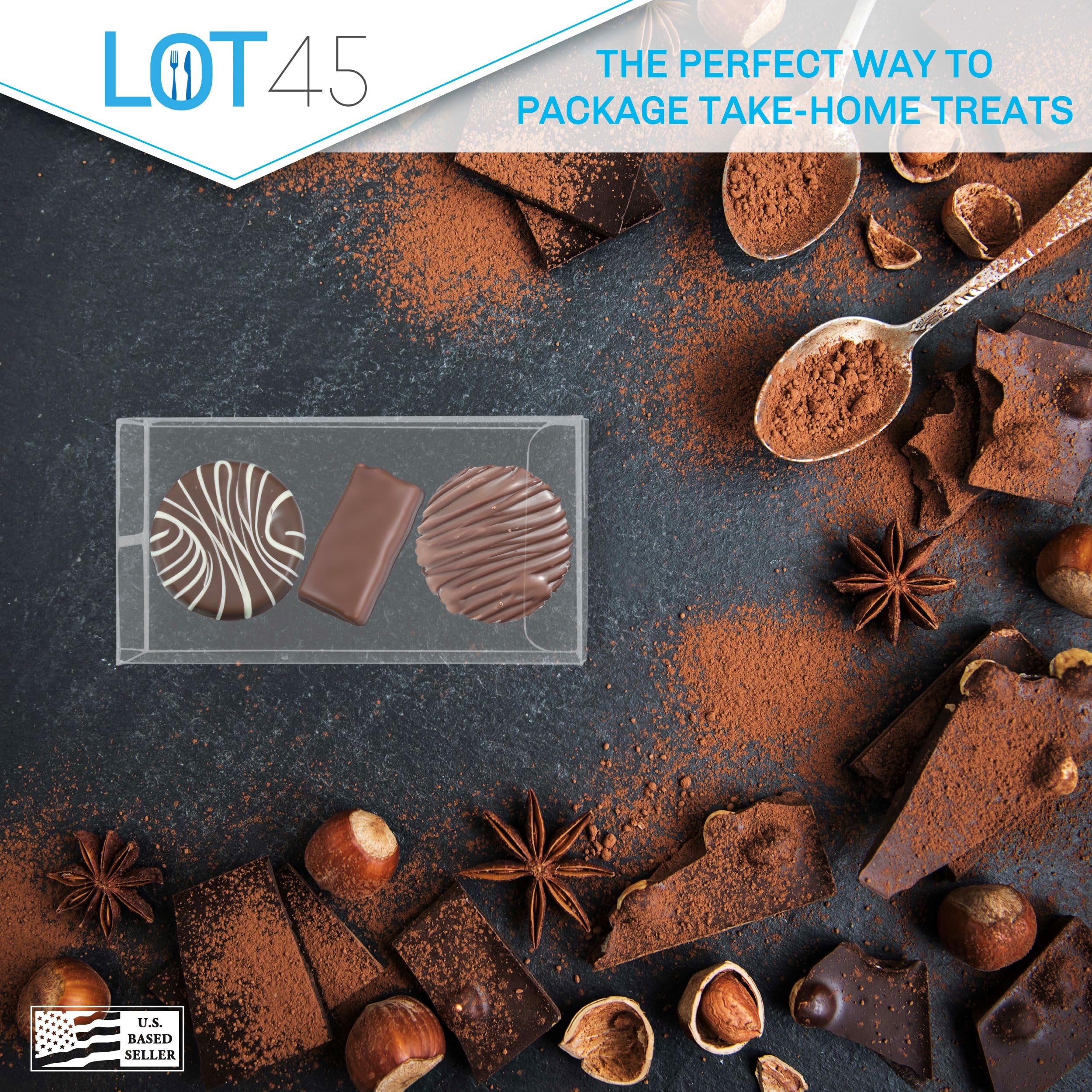 Lot45 Macaron Boxes For 2-100 Pack Of 4 X 2 X 1 Inch Clear Favor Boxes - Side By Side Macaron Box For Wedding Or Party Favors -