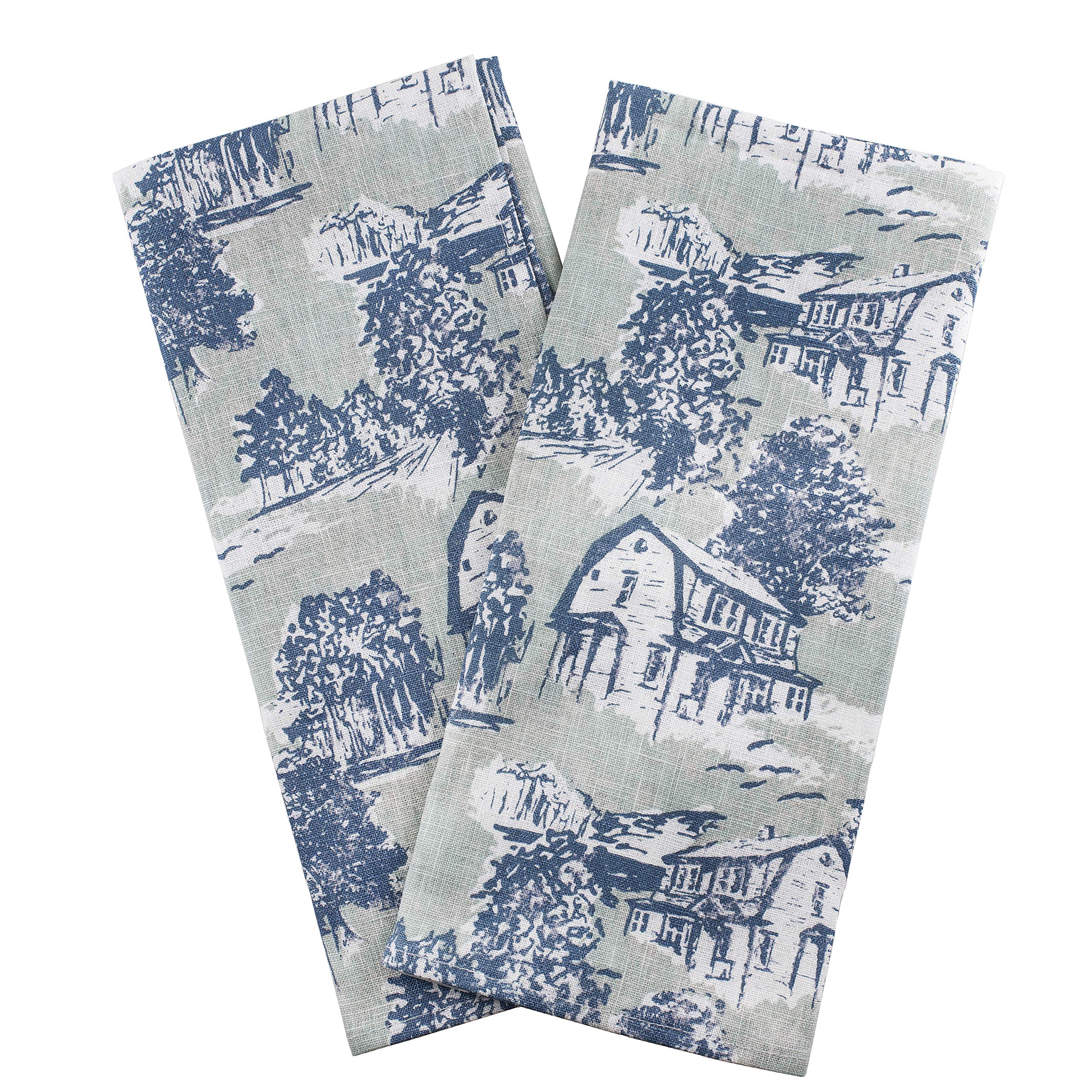 Kitchenvia Red Chicken Co. Linen Tea Towel Set - Rustic Farmhouse Pattern, Soft And Durable For Kitchen Cleaning And Dining