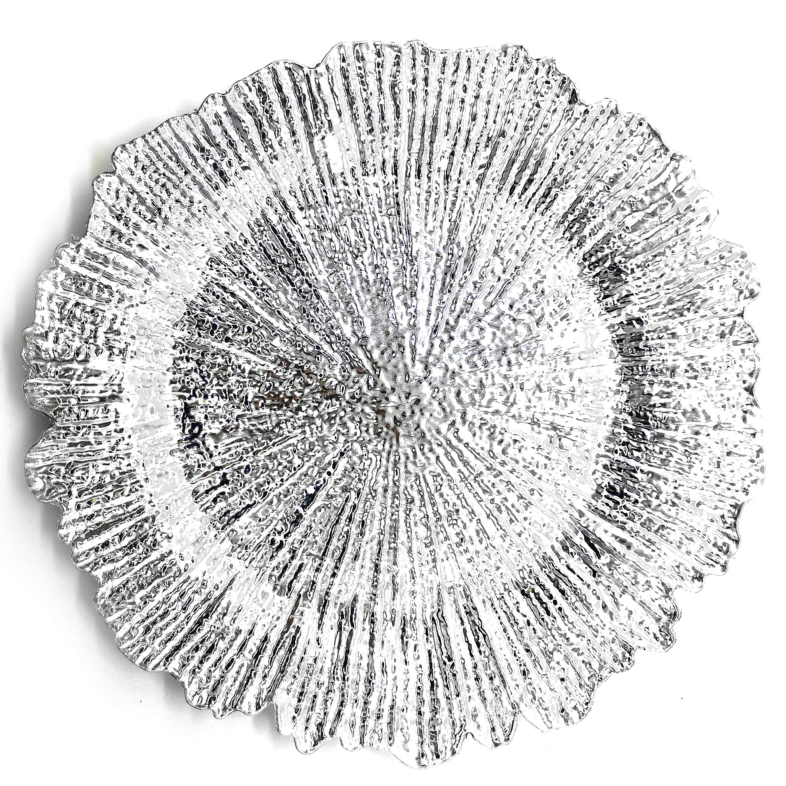 Allgala 13-Inch 6-Pack Heavy Quality Round Charger Plates-Reef Silver-Hd80332