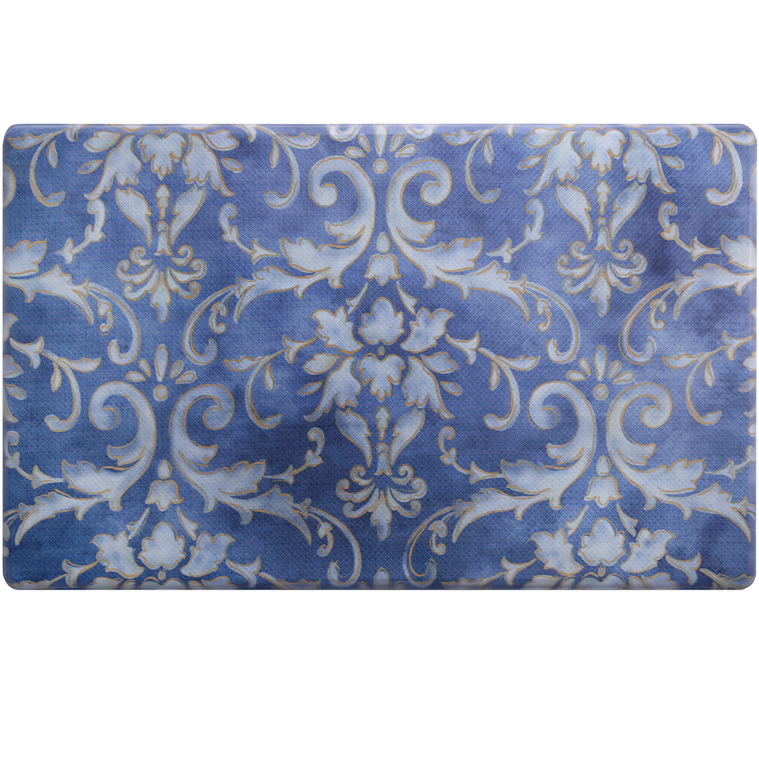 Sohome Cozy Living Anti Fatigue Mat Kitchen Mat Non Slip Stain Resistant Easy Clean 1/2 Inch Thick Kitchen Floor Mats, Damask Bl