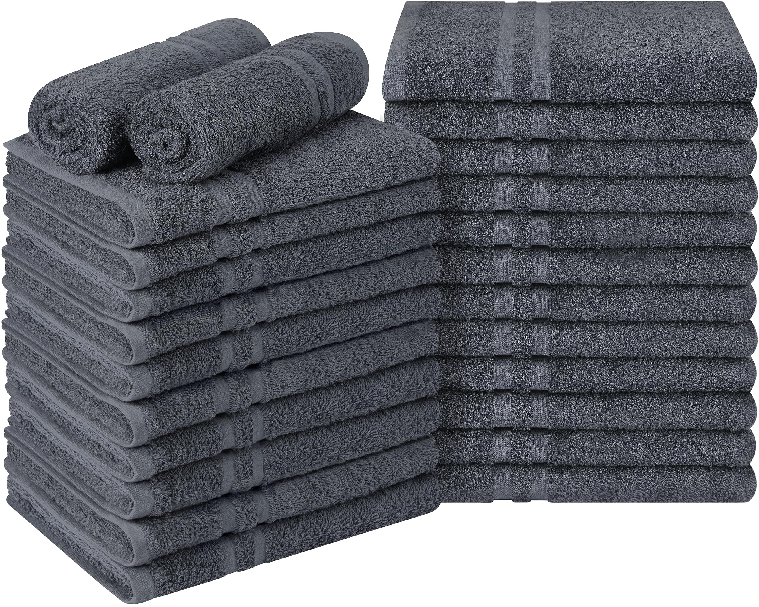 Utopia Towels Cotton Bleach Proof Salon Towels (16X27 Inches) - Bleach Safe Gym Hand Towel (24 Pack, Dark Grey)