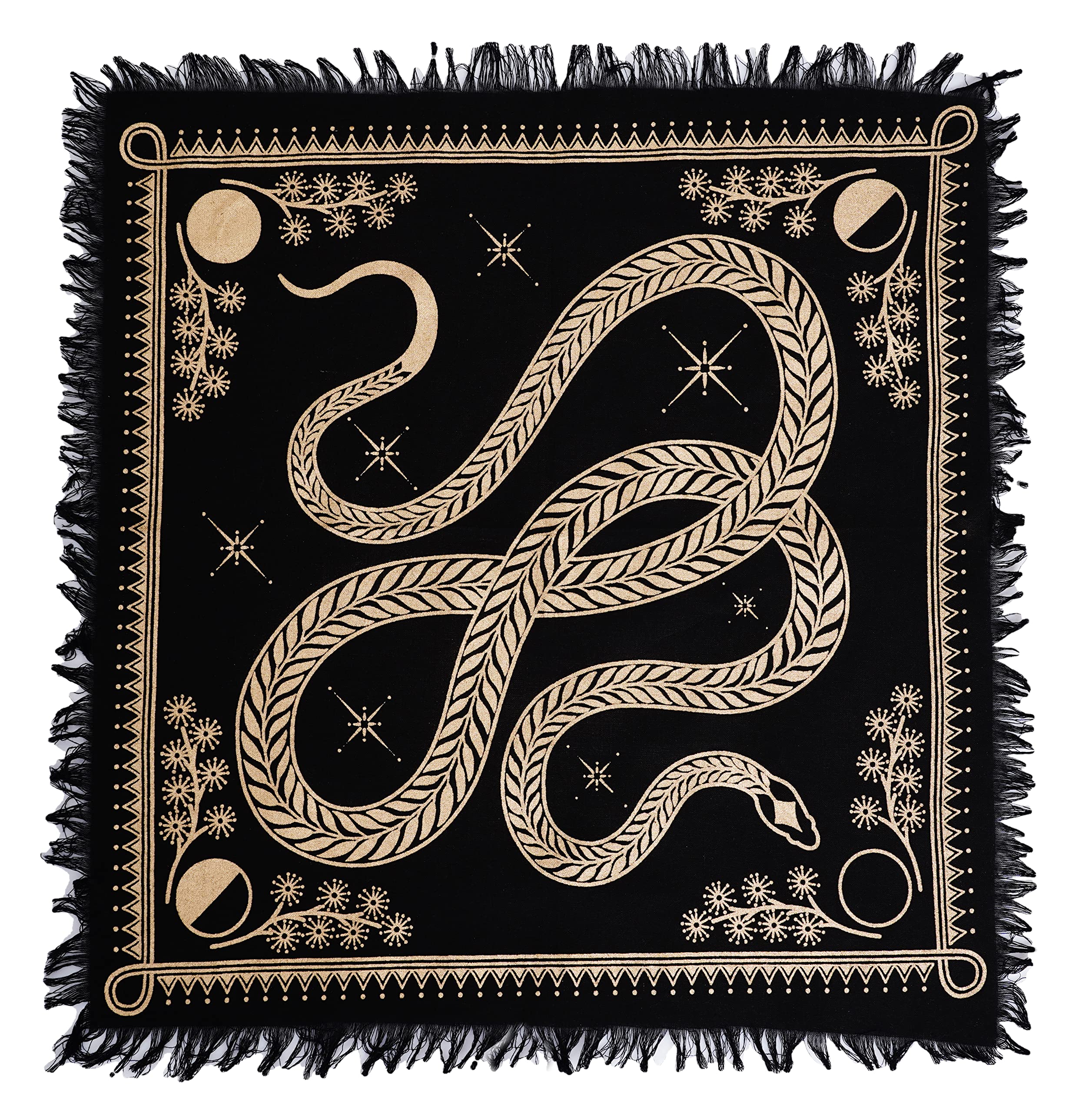 Asav Altar Cloth 18 X 18 Inches Table Cloth Square Tarot Witchery Supplies (Golden Snake, 18X18 Inches (46X46 Cm))