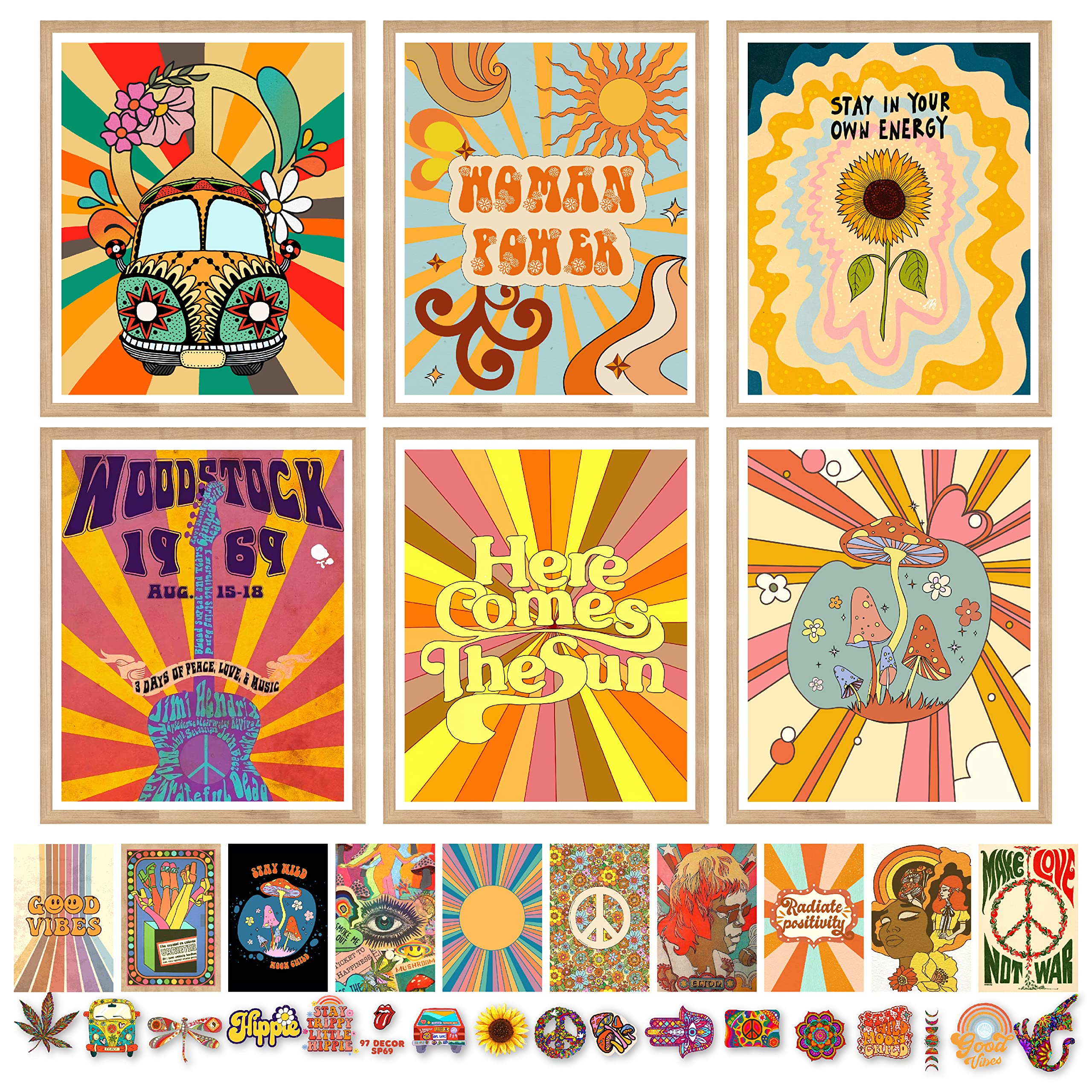 97 Decor Hippie Room Decor For Bedroom Aesthetic - Hippy Retro Room Decor, Hippie Wall Decor, Hippie Posters, Vintage 60S 70S De