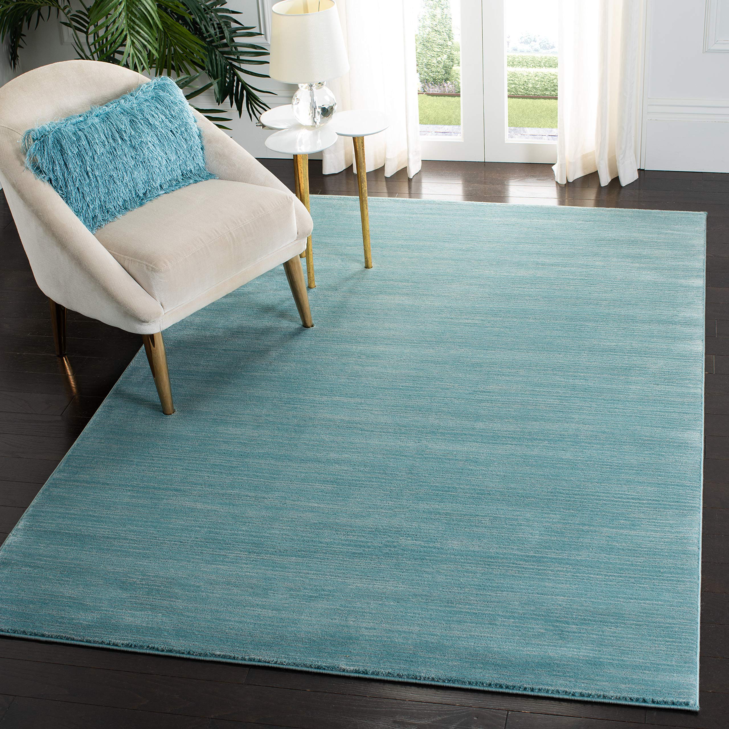 SAFAVIEH Vision Collection 3 Square Aqua VSN606B Modern Ombre Tonal Chic Non-Shedding Living Room Bedroom Area Rug