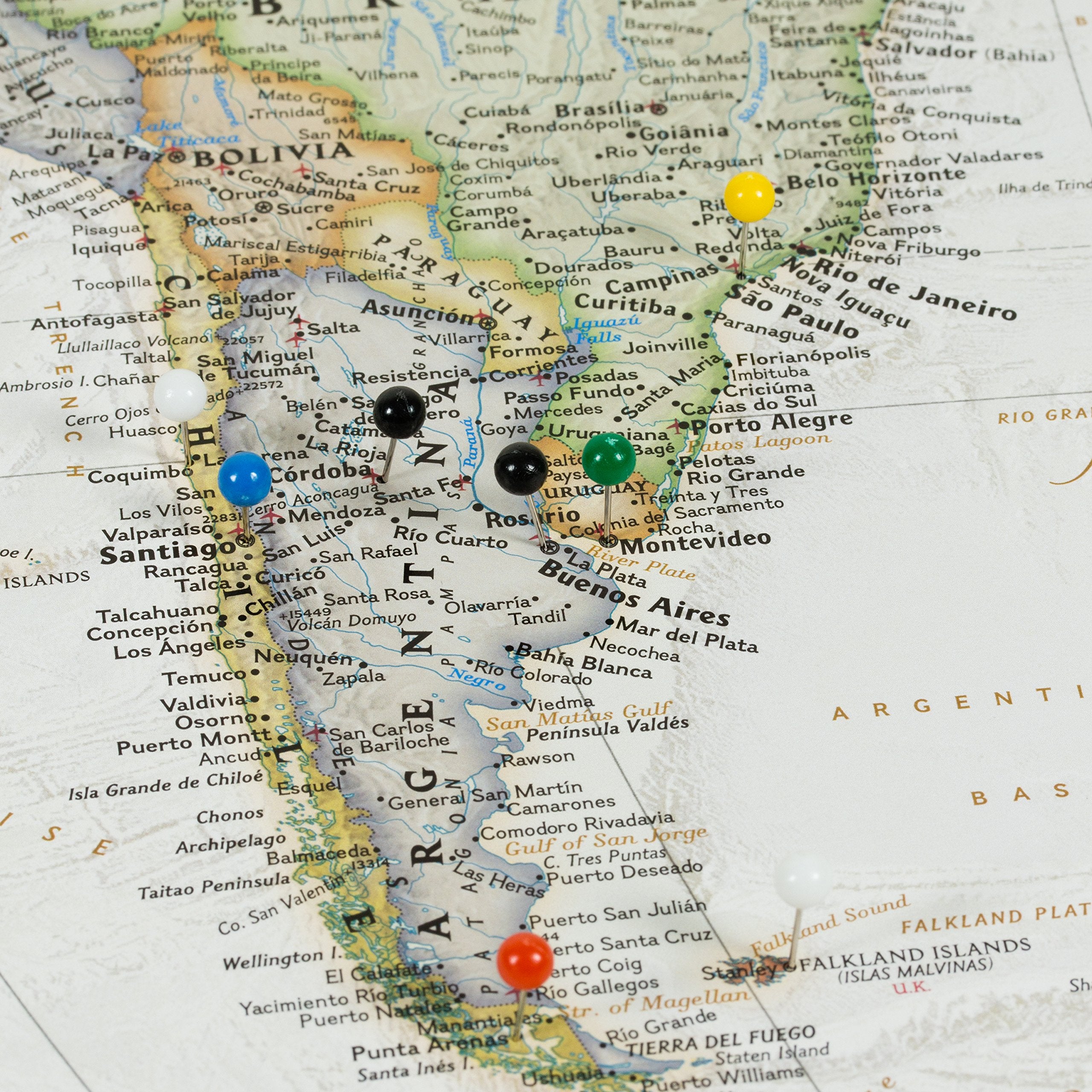 Craig Frames Wayfarer, Executive World Push Pin Travel Map, Dark Brown Veneer Frame And Pins, 24 By 36-Inch