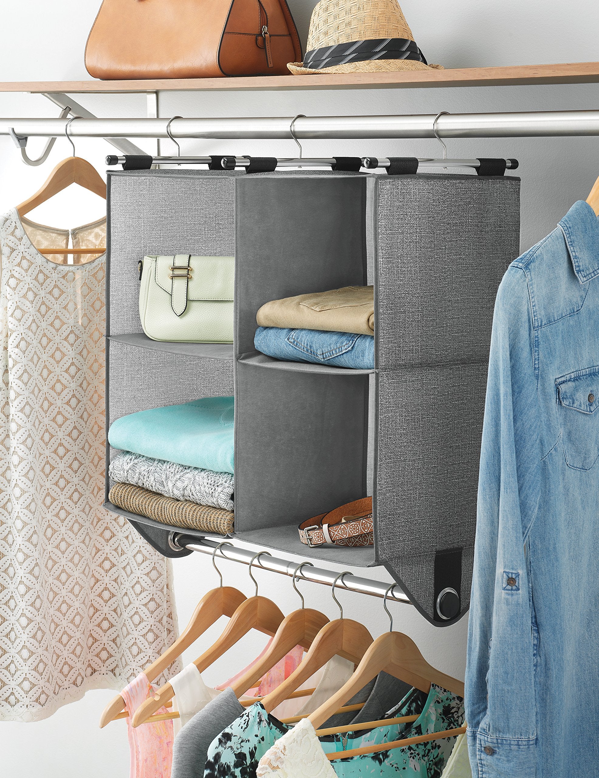 4 Section Closet Organizer Gry