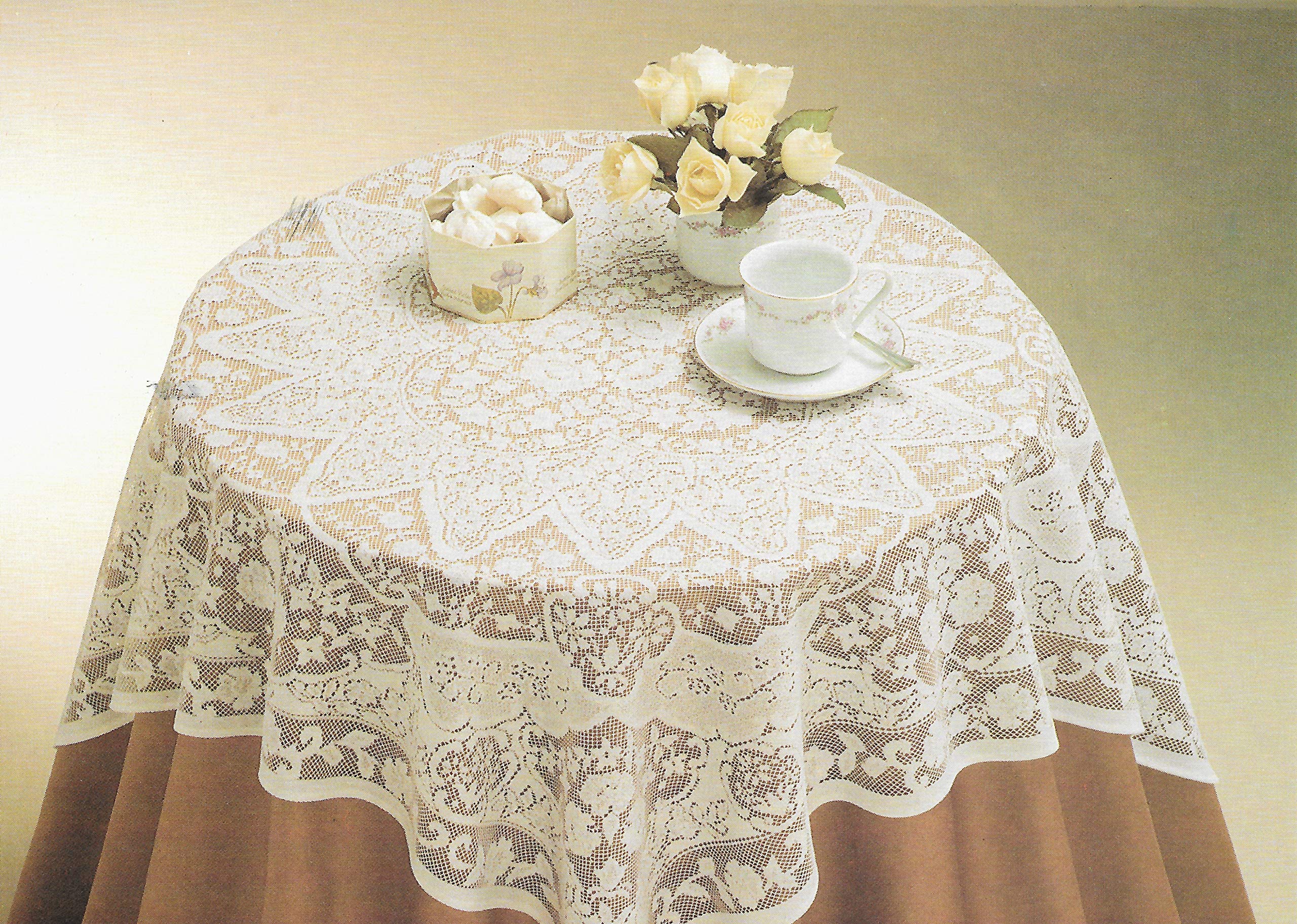 Adonisusa Aristrocrata White Or Cream Lace Tablecloth Available In 40'' Square (White)