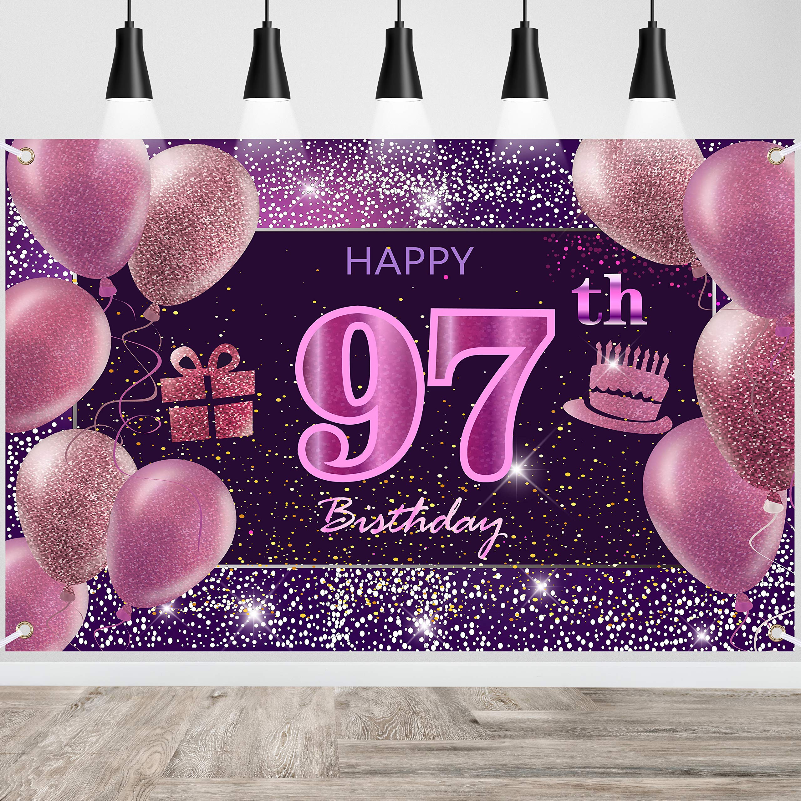 97Th Birthday Decorations For Girls Imisi Happy Birthday Banner Pink Decorations For A Party Birthday Backdrop For Women