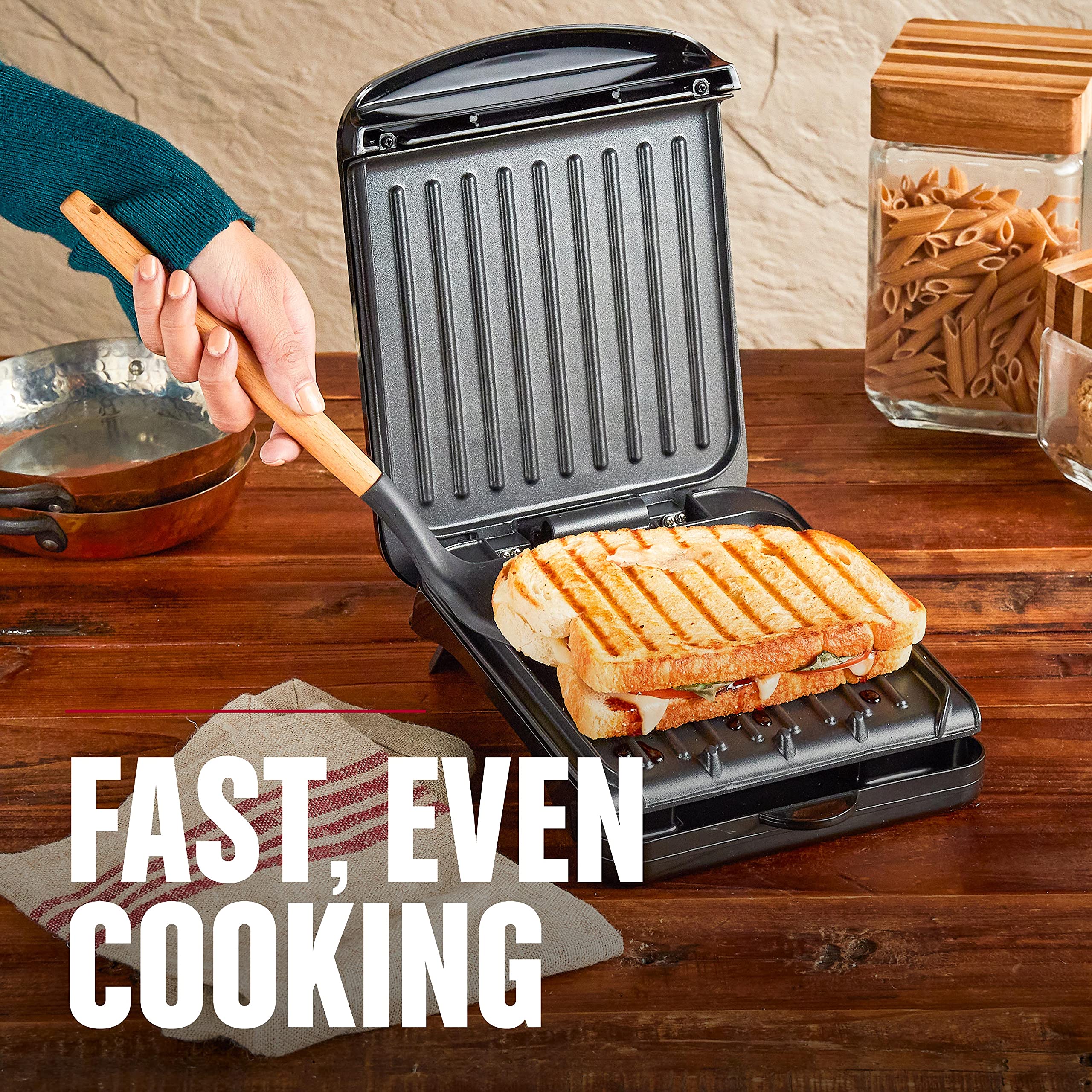 George Foreman 2-Serving Classic Plate Electric Indoor Grill And Panini Press, Black, Grs040B