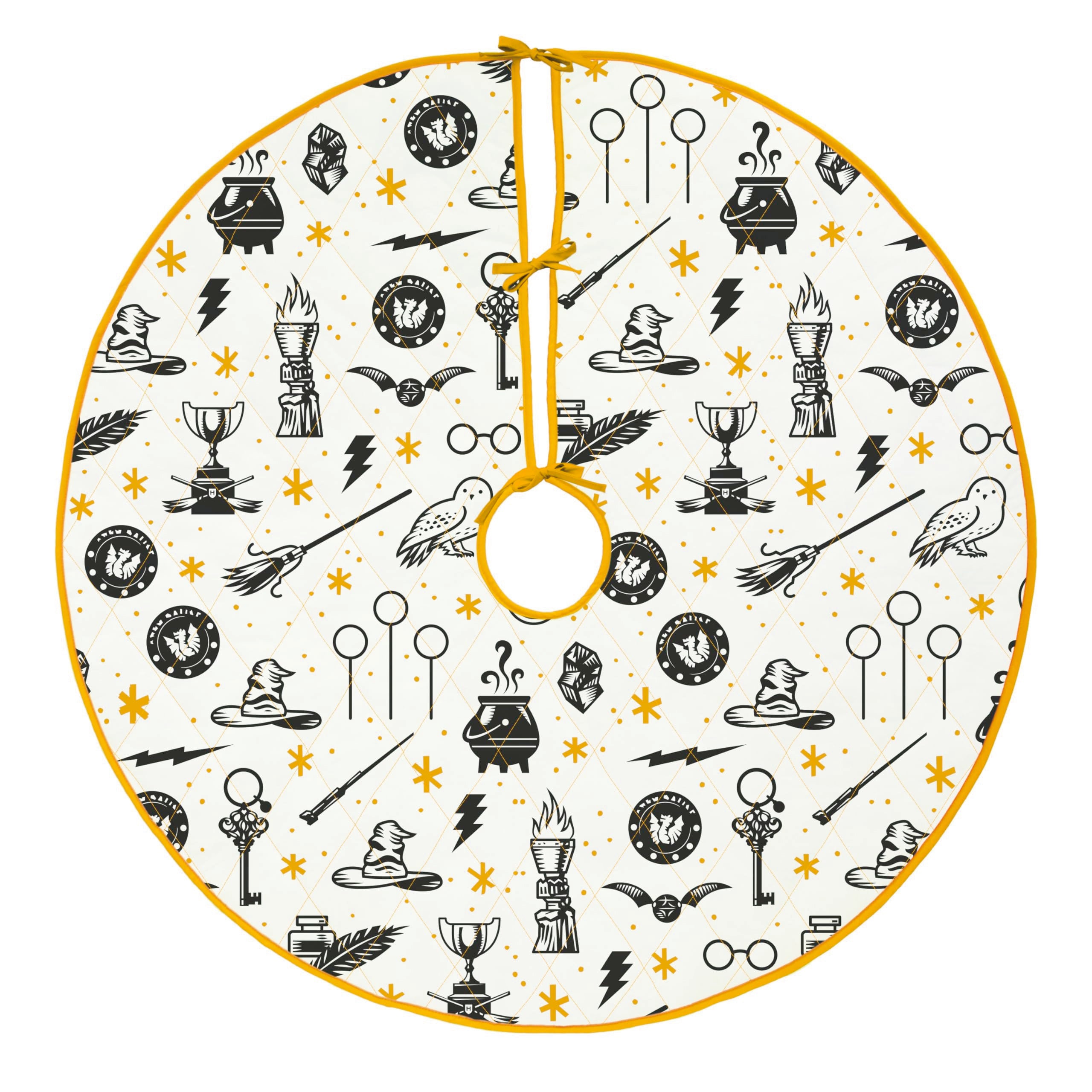 Hallmark Harry Potter Christmas Tree Skirt, Sorting Hat, Quidditch, Golden Snitch, Hedwig