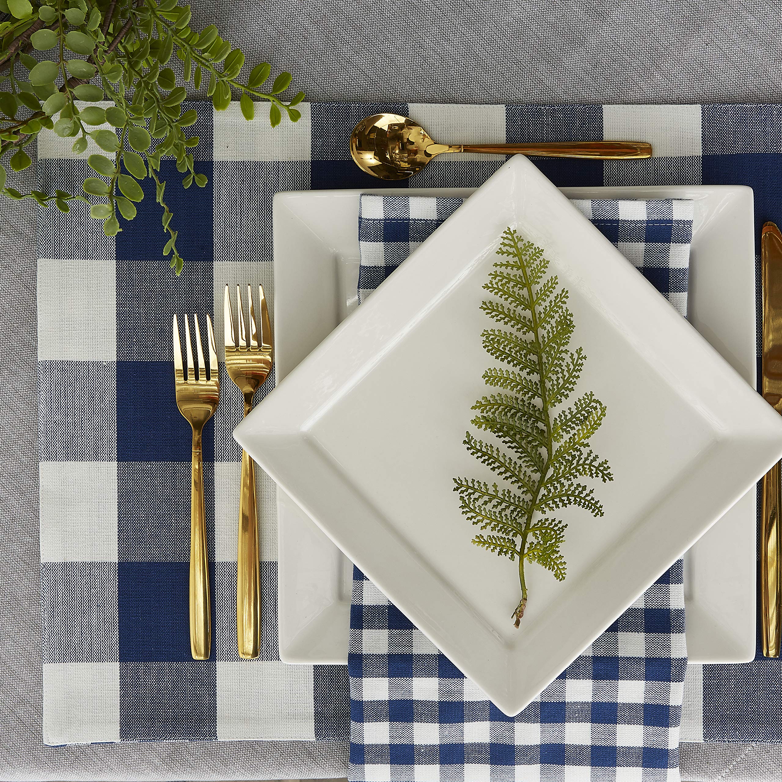Dii Gingham Check Tabletop Collection, Navy, Placemat Set